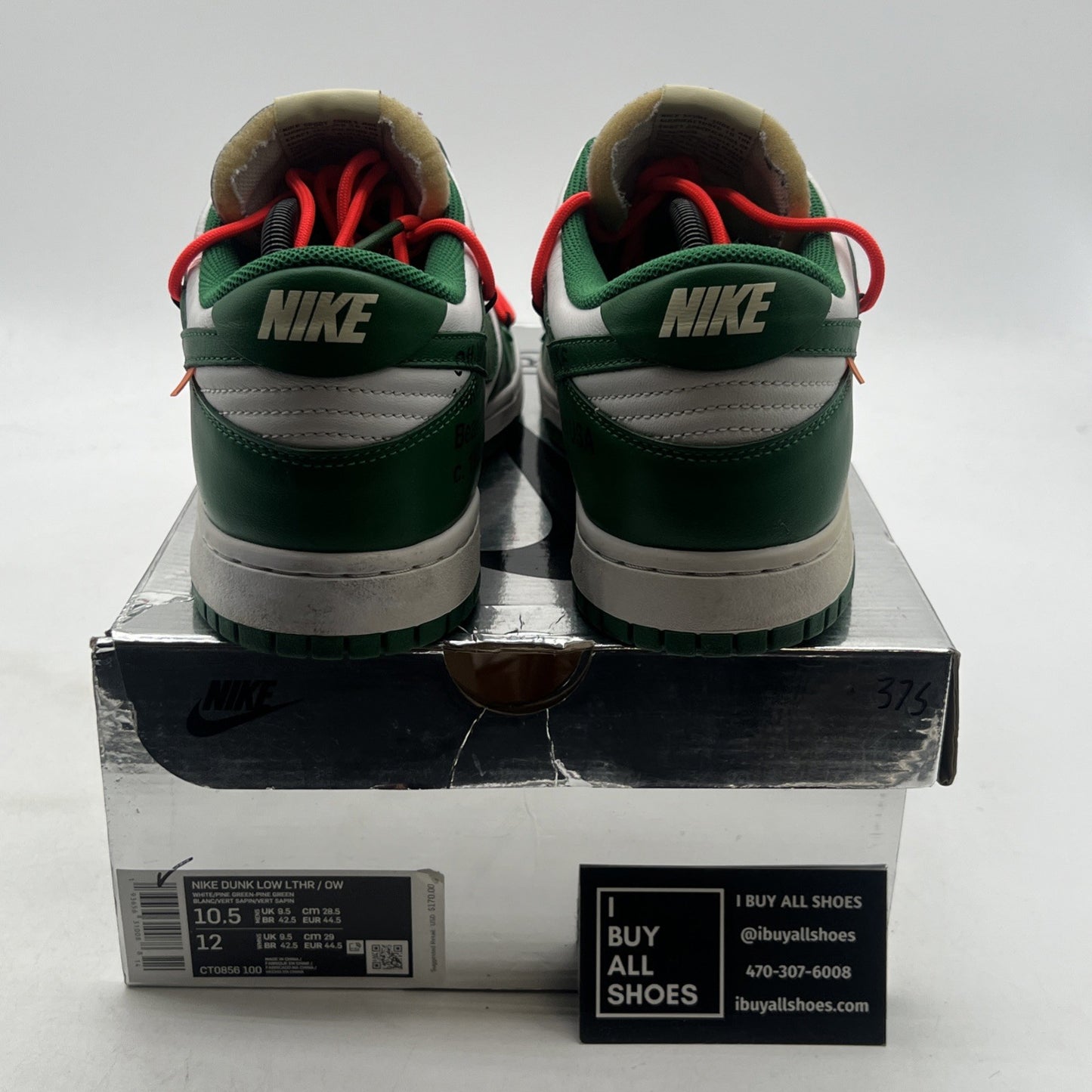 Size 10.5 - Nike Dunk Low x OFF-WHITE Pine Green 2019 (CT0856-100)