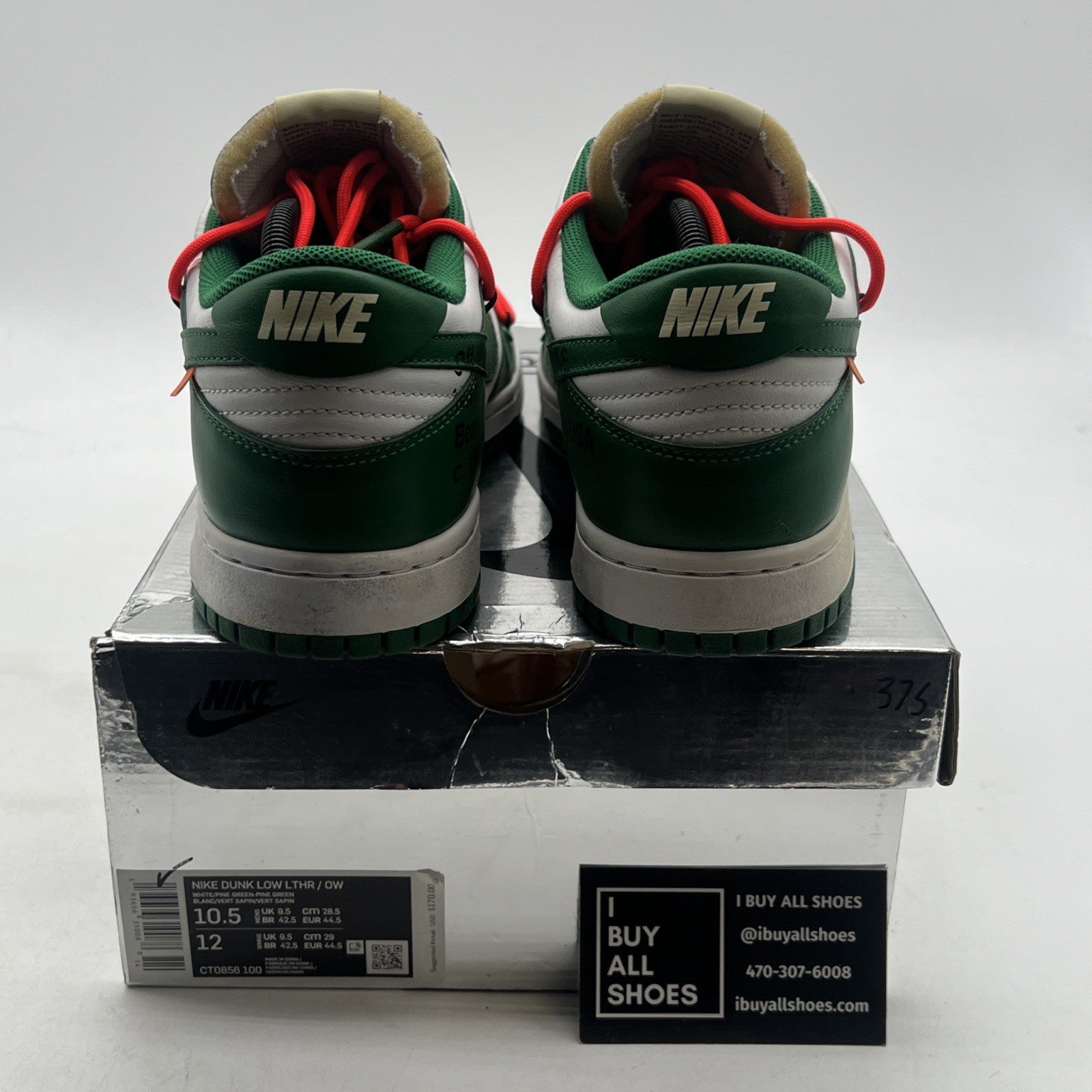 Size 10.5 - Nike Dunk Low x OFF-WHITE Pine Green 2019 (CT0856-100)
