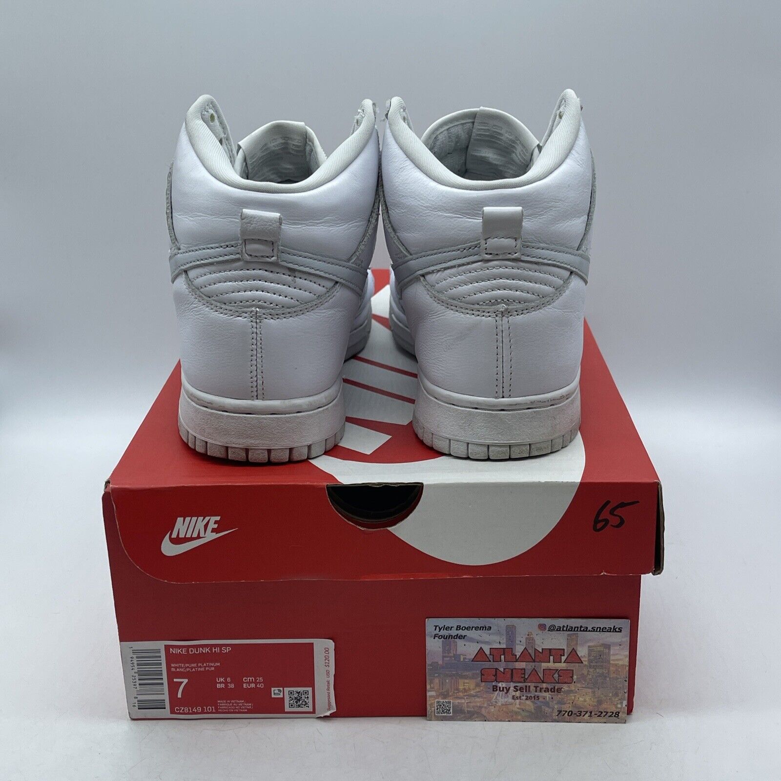 Size 7 - Nike Dunk SP High Pure Platinum Grey White Leather (CZ8149-101)