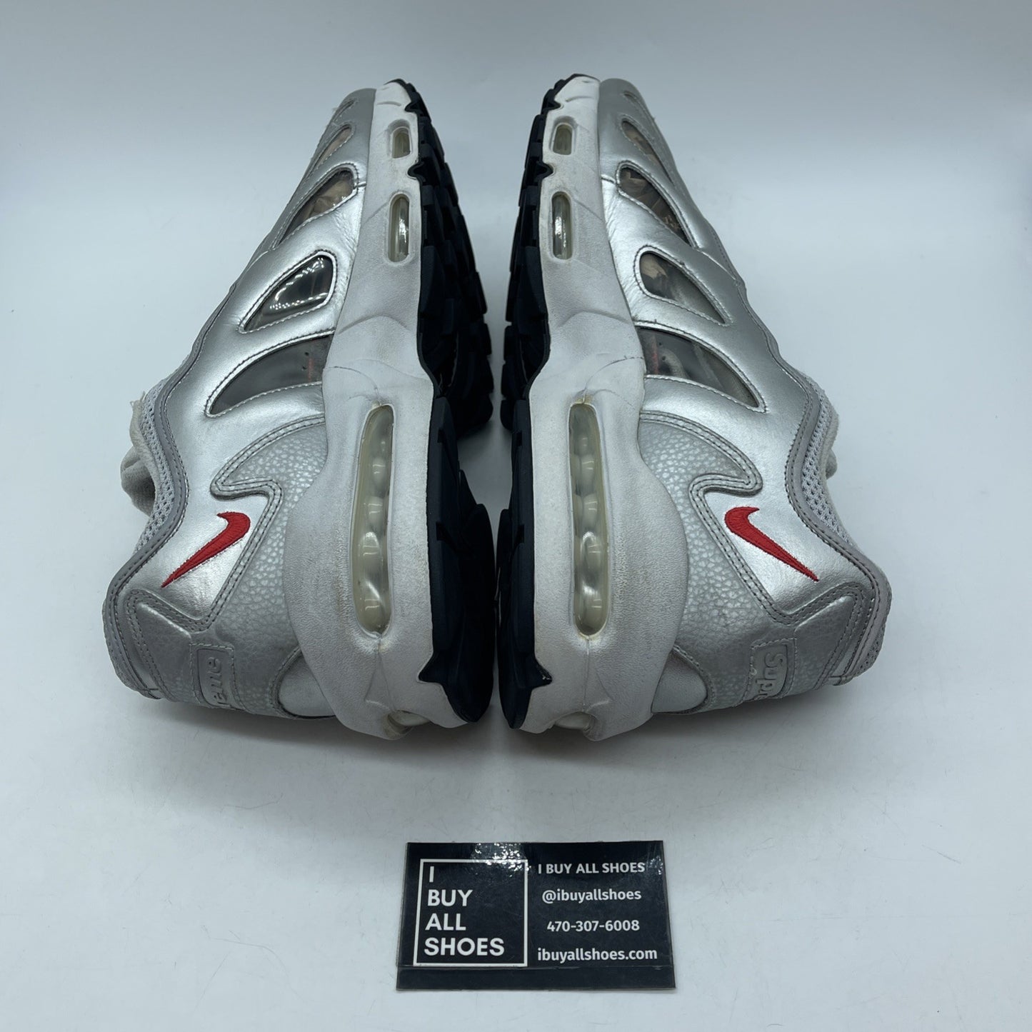 Size 13 - Nike Supreme x Air Max 96 Metallic Silver Red Leather (CV7652-001)