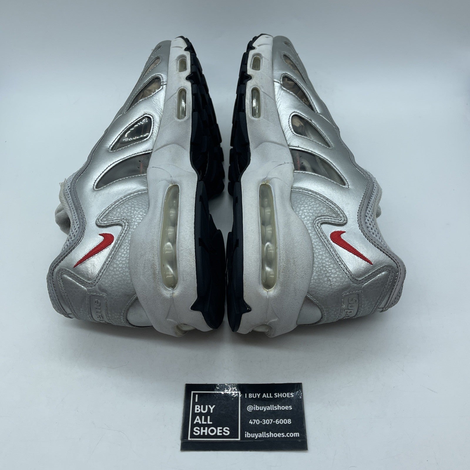 Size 13 - Nike Supreme x Air Max 96 Metallic Silver Red Leather (CV7652-001)