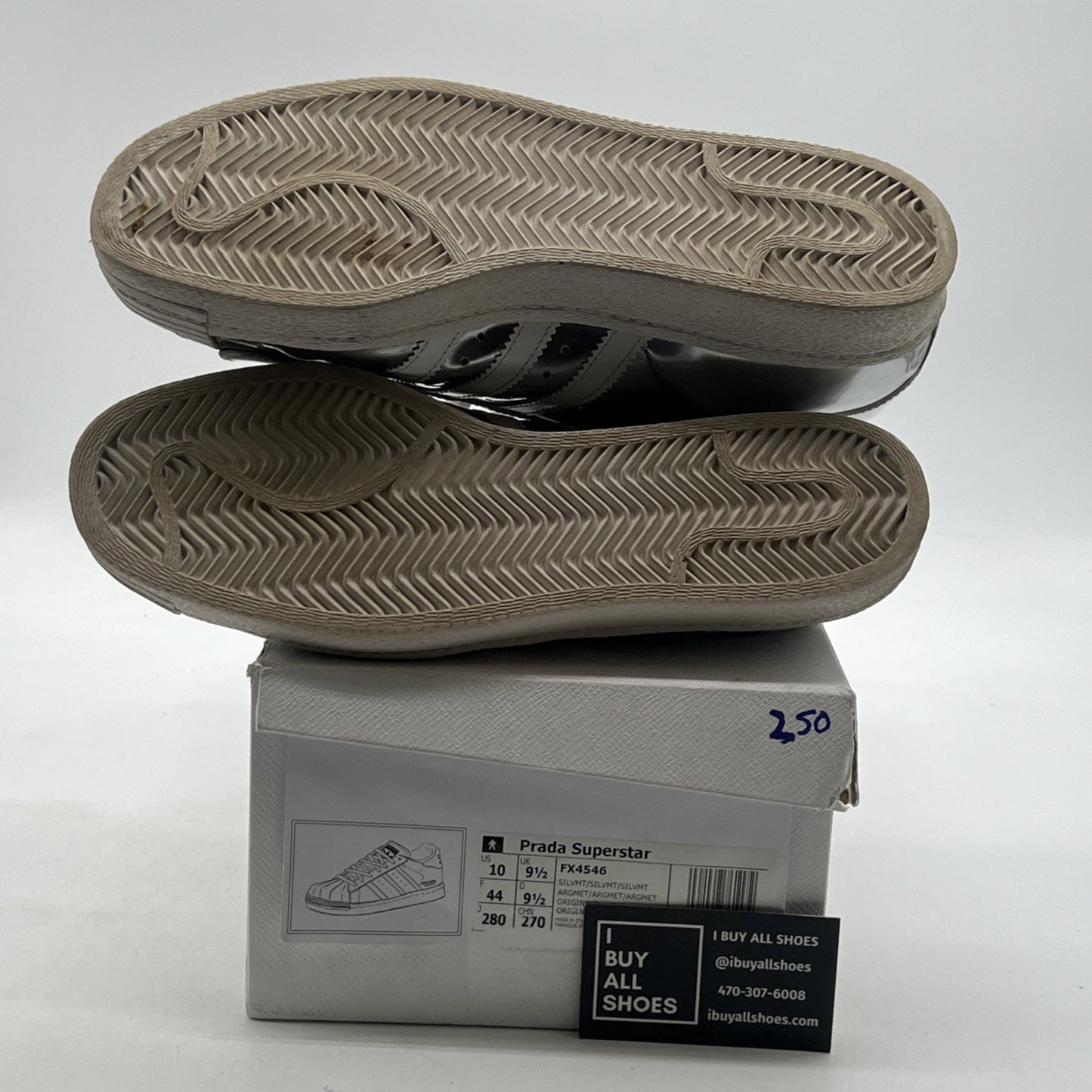 Size 10 - adidas Prada x Superstar Silver Metallic (FX4546)