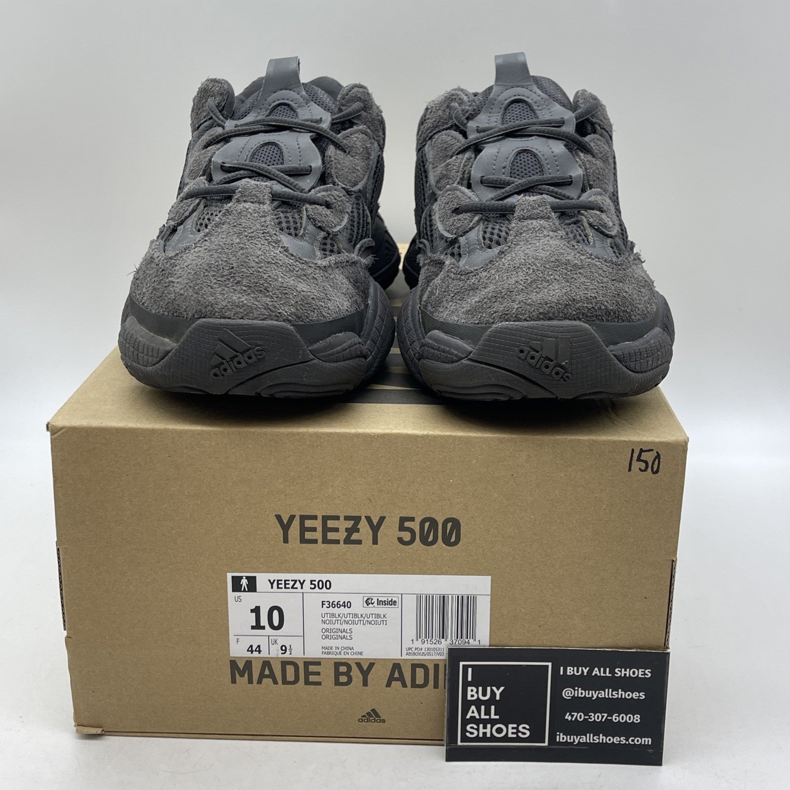 Size 10 - adidas Yeezy 500 Low Utility Black Suede Leather (F36640)