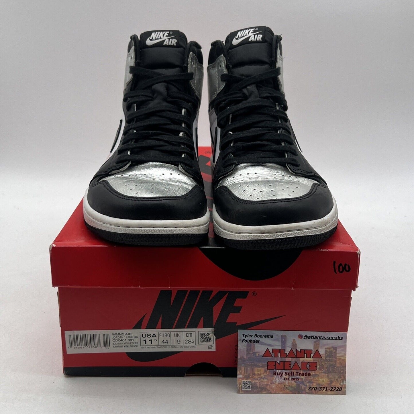 Size 11.5 - Jordan 1 High OG Metallic Silver Black White Leather (CD0461-001)