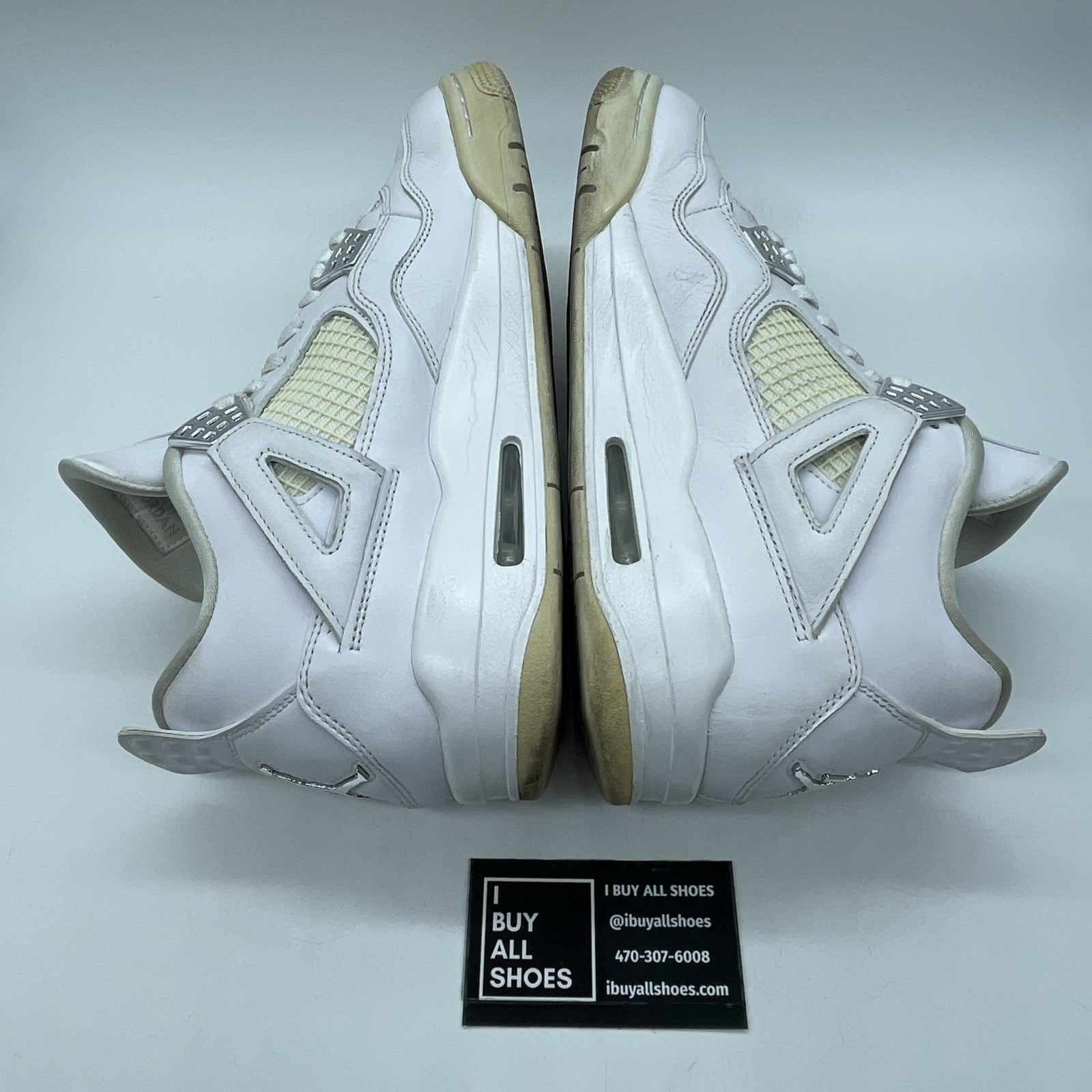 Size 10.5 - Jordan 4 Retro Mid Pure Money White Silver Leather (308497-100)
