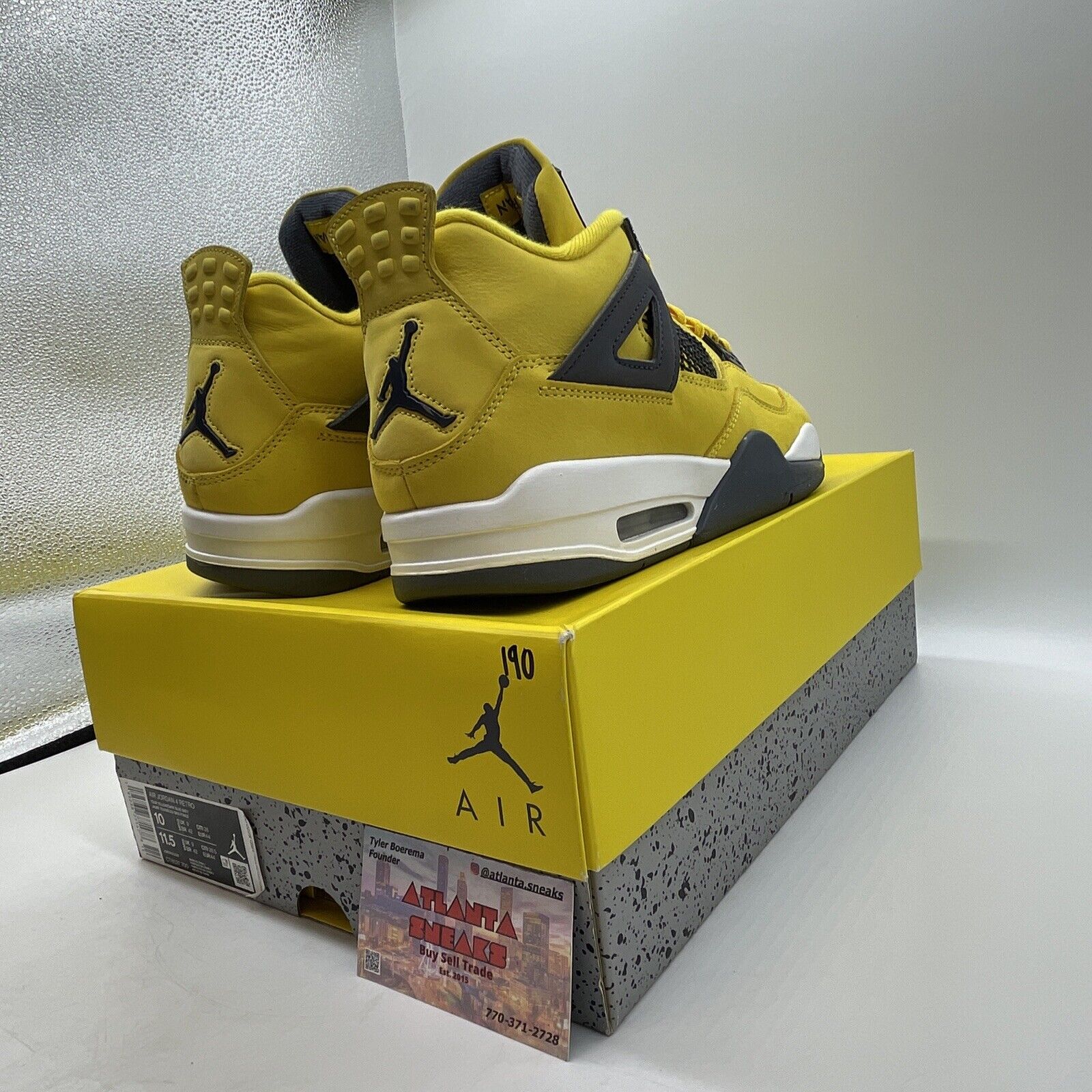 Size 10 - Jordan 4 Retro Mid Lightning Yellow Grey White Suede (CT8527-700)