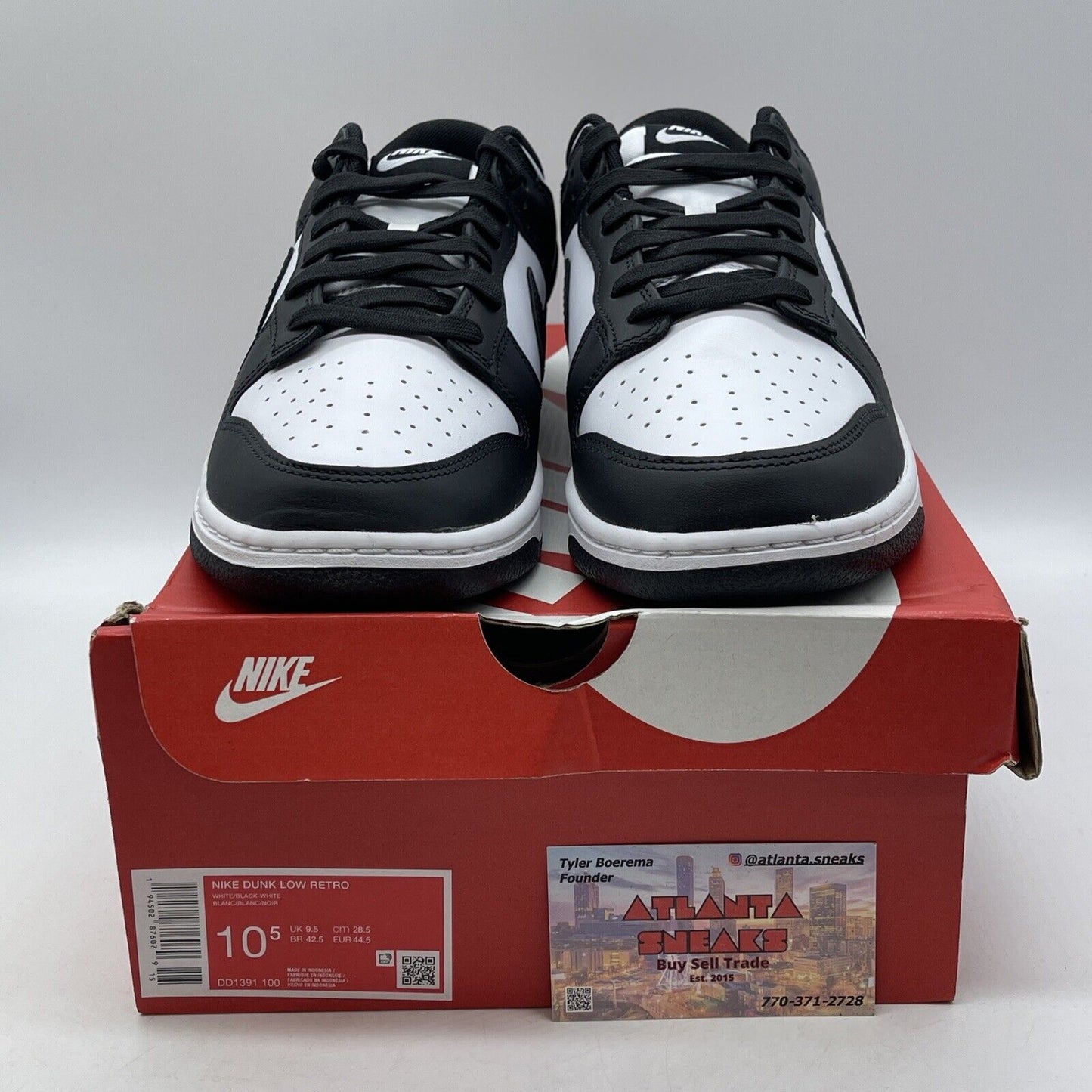 Size 10.5 - Nike Dunk Low Black White Leather (DD1391-100)