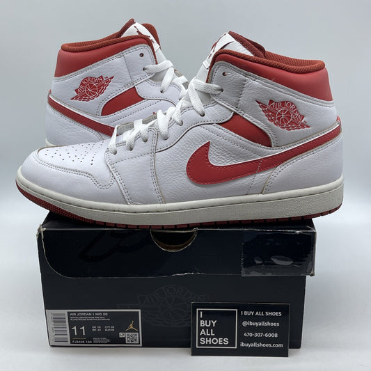 Size 11 - Air Jordan 1 Mid White Dune Red White Red Leather (FJ3458-160)