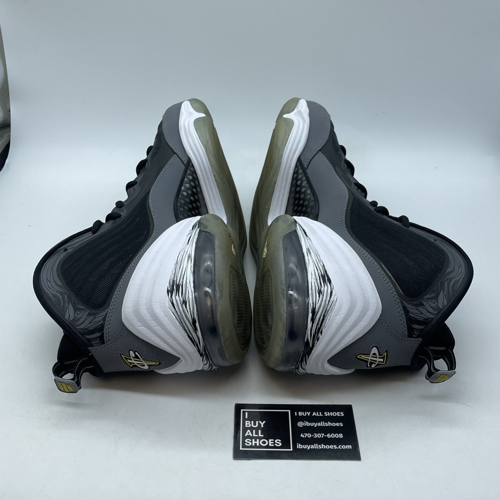 Size 13 - Nike Air Penny 5 Black Grey Tour Yellow Suede Leather (537331-001)