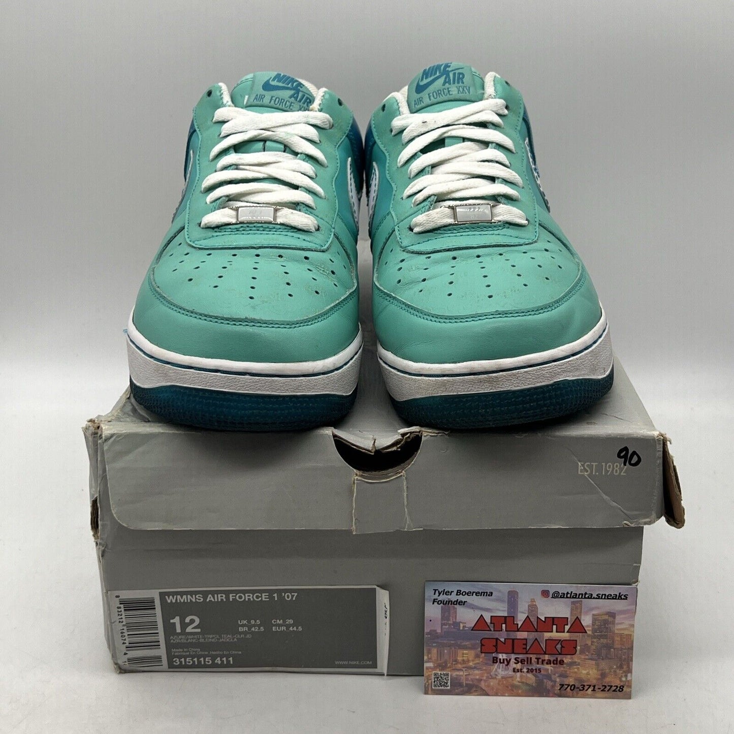 Size 12 - Nike Air Force 1 '07 Azure W White Blue Leather (315115-411)