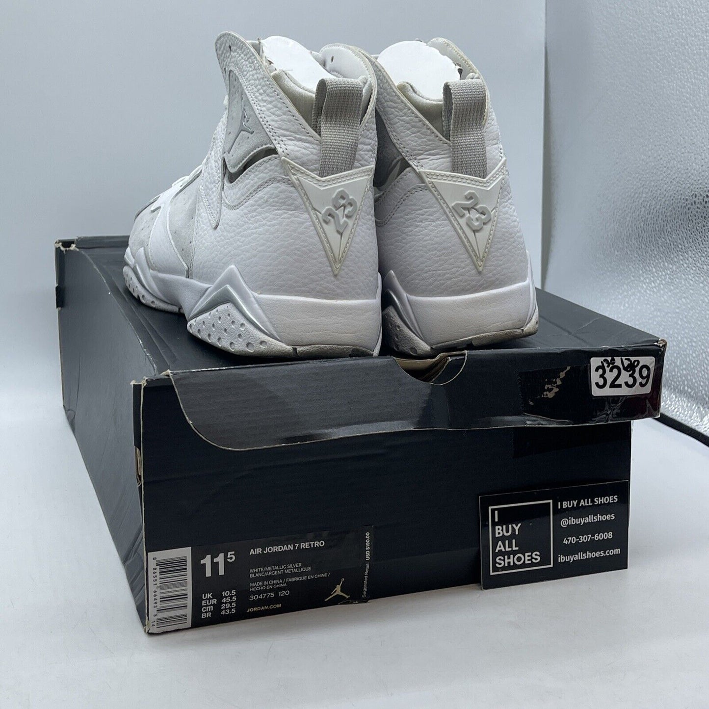 Size 11.5 - Air Jordan 7 Retro Pure Money Grey White Suede Leather (304775-120)