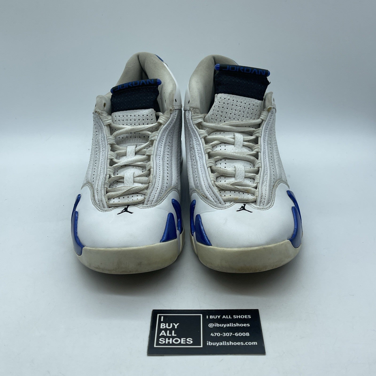 Size 9.5 - Air Jordan 14 Retro Hyper Royal Blue White Leather (487471-104)