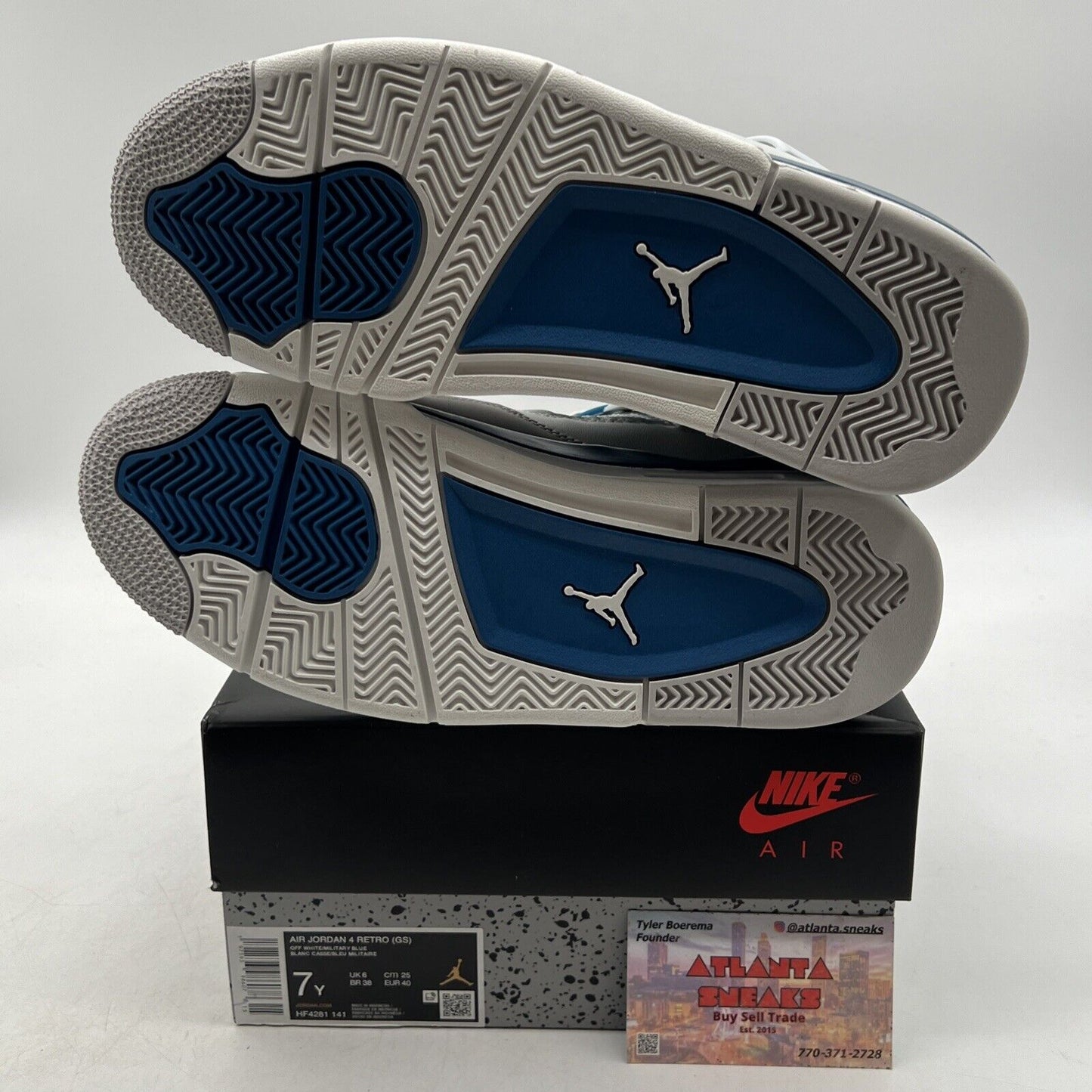 Size 7Y - Air Jordan 4 Retro 2024 Military Blue White Leather (HF4281-141)