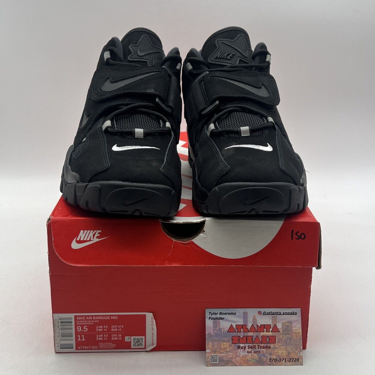 Size 9.5 - Nike Air Barrage Mid Black White Suede (AT7847-002)