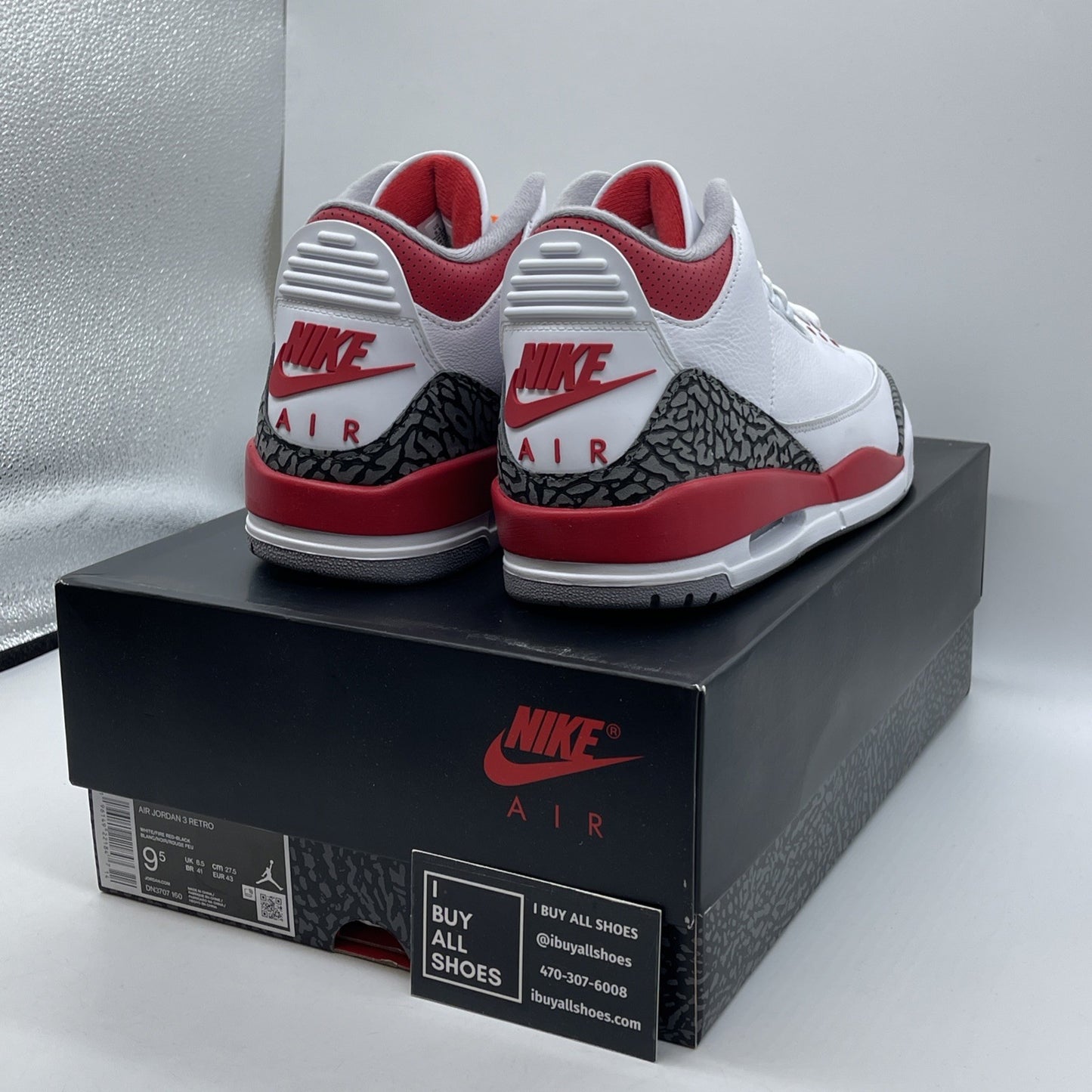 Size 9.5 - Jordan 3 Retro Mid Fire Red White Suede Leather (DN3707-160)