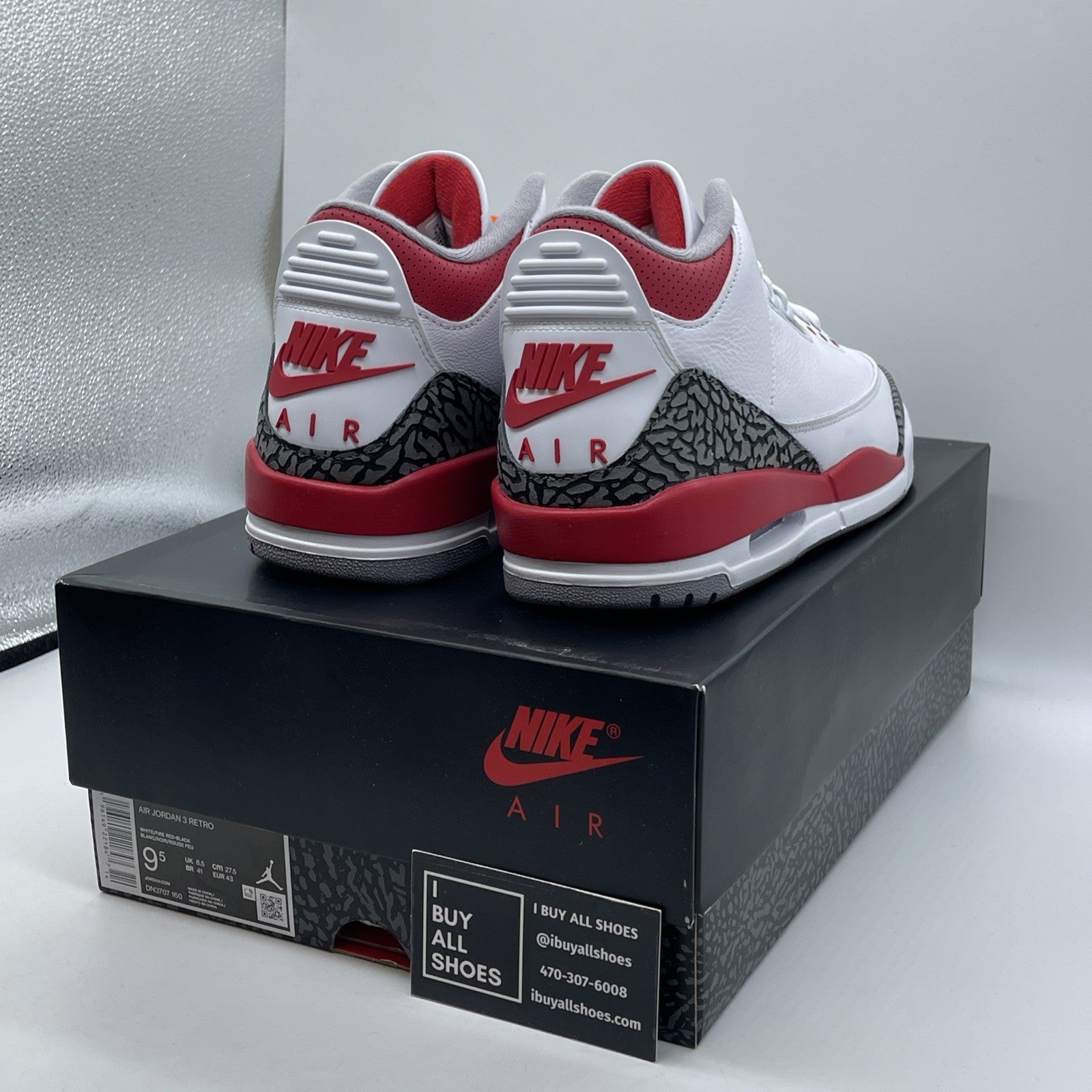 Size 9.5 - Jordan 3 Retro Mid Fire Red White Suede Leather (DN3707-160)