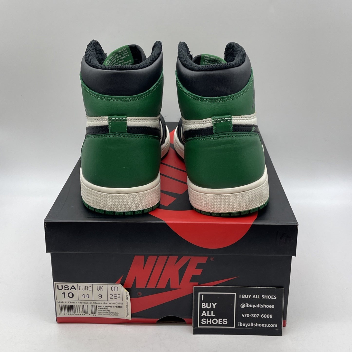 Size 10 - Air Jordan 1 Retro High OG Pine Green 2018 (555088-302)