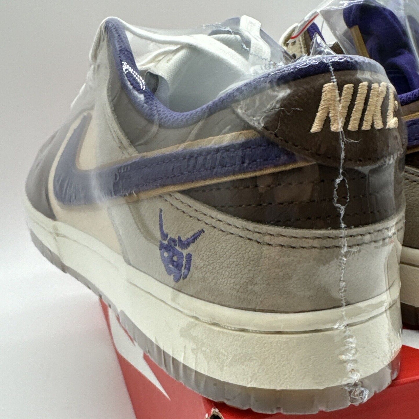 Size 9 - Nike Dunk Low Premium Setsubun Purple Beige Cracked Leather Suede