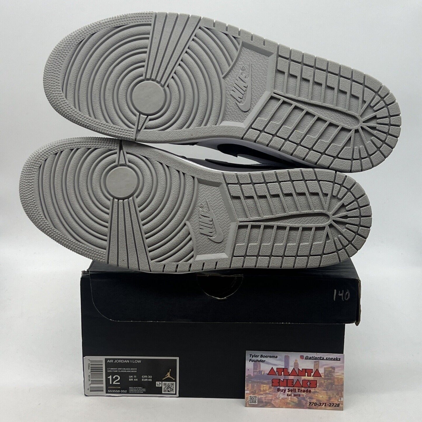 Size 12 - Jordan 1 Low Shadow Toe Black White Grey Leather (553558-052)