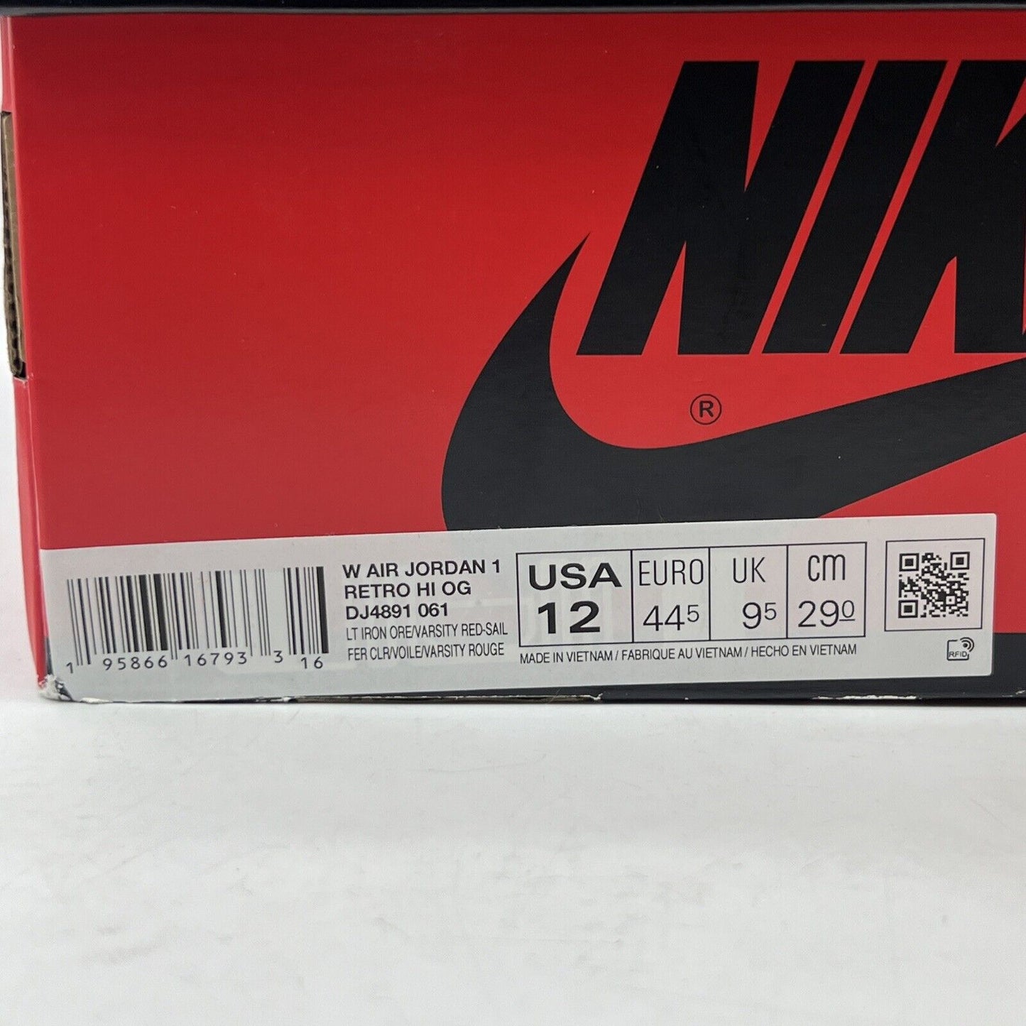 Size 12 - Air Jordan 1 OG High Newstalgia Chenille W White Leather (DJ4891-061)
