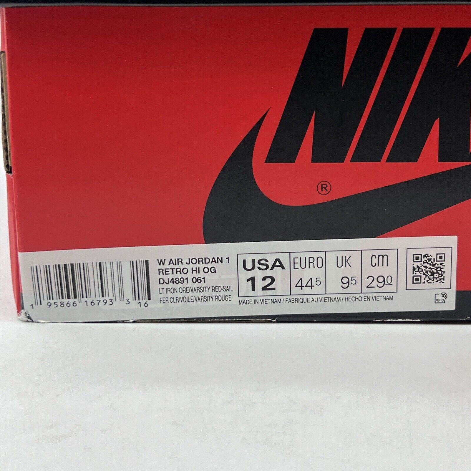 Size 12 - Air Jordan 1 OG High Newstalgia Chenille W White Leather (DJ4891-061)