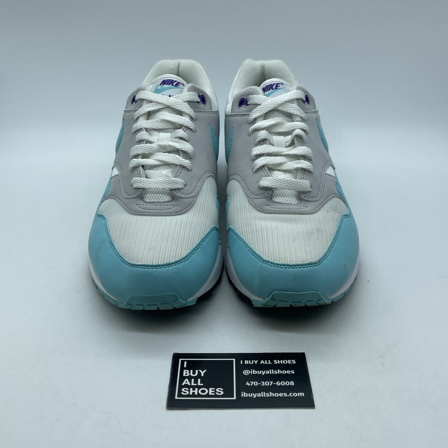 Size 11.5 - Nike Air Max 1 OG Anniversary Aqua Grey White Suede (908375-105)