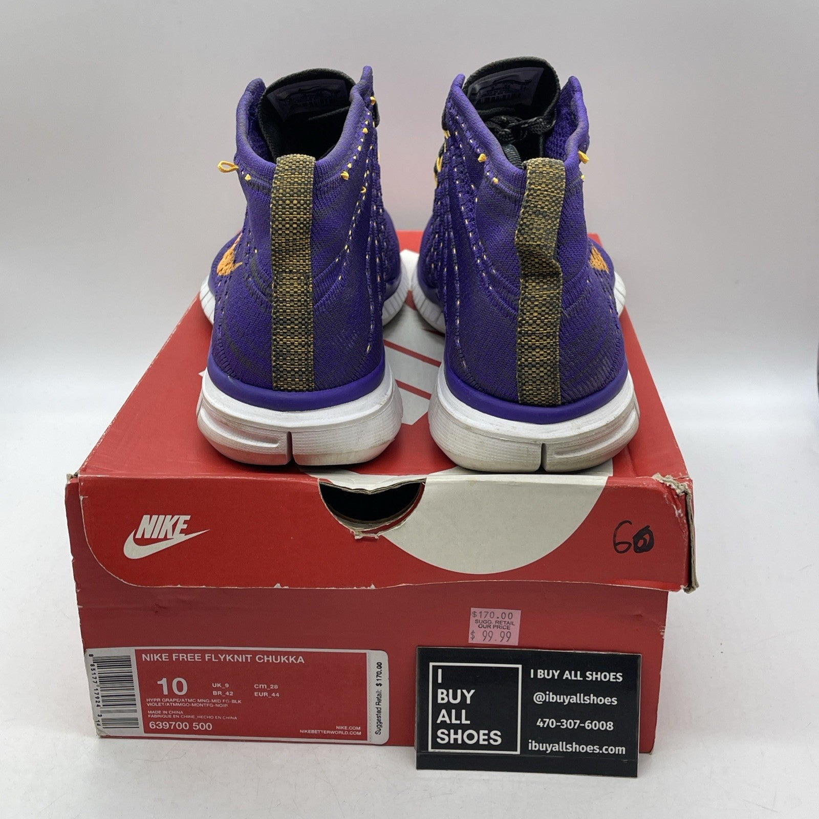 Size 10 - Nike Free Flyknit Chukka Hyper Grape (639700-500)