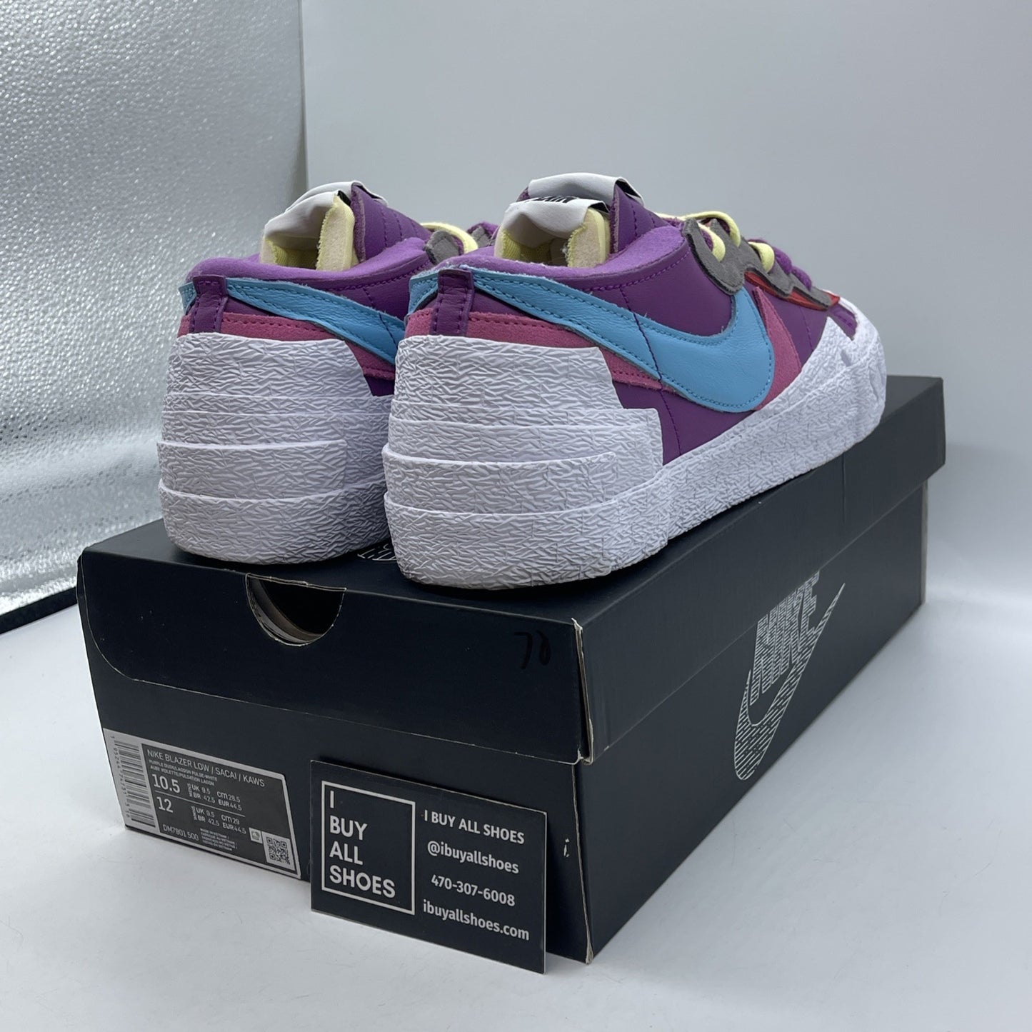 Size 10.5 - Nike KAWS x sacai x Blazer Low Purple Dusk Suede (DM7901-500)
