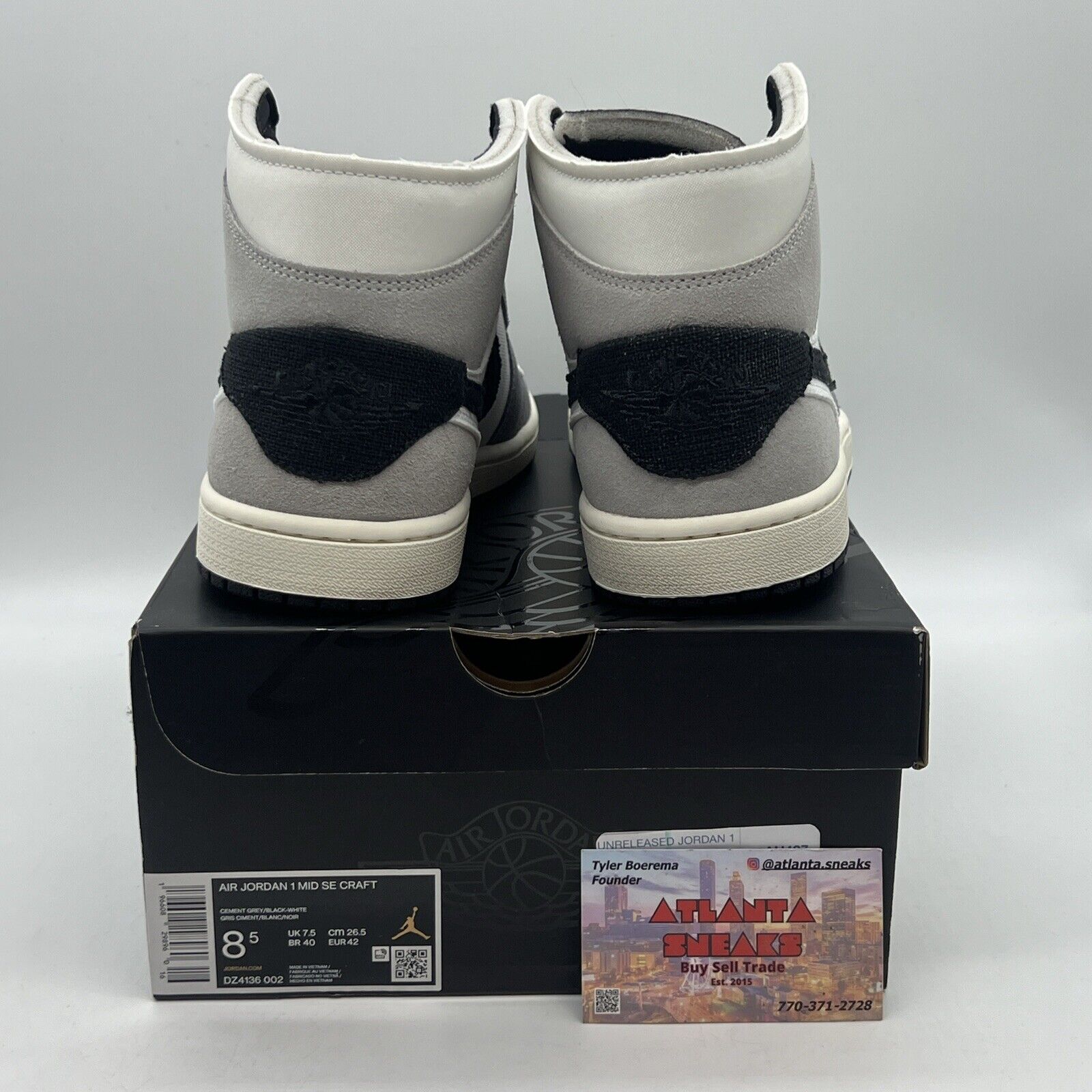Size 8.5 - Jordan 1 Mid SE Craft Inside Out - Cement Grey Brand New