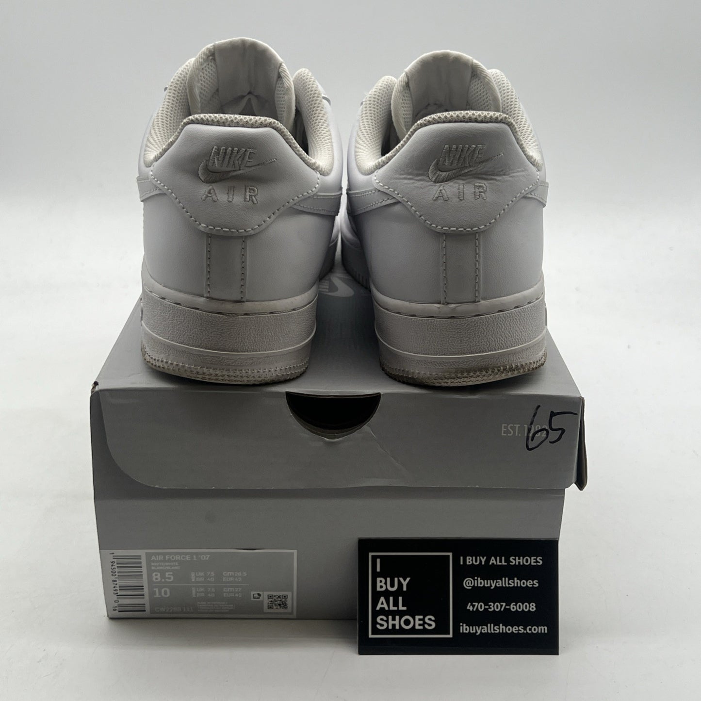 Size 8.5 - Nike Air Force 1 '07 Low Triple White (CW2288-111)