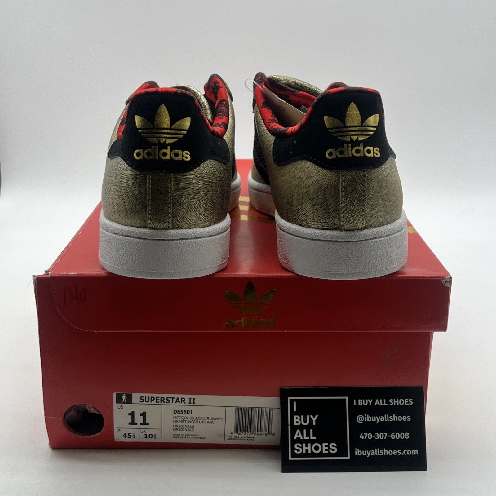 Size 11 - Adidas Superstar Sneakers Shoes 2 Year of the Horse Gold Red (D65601)