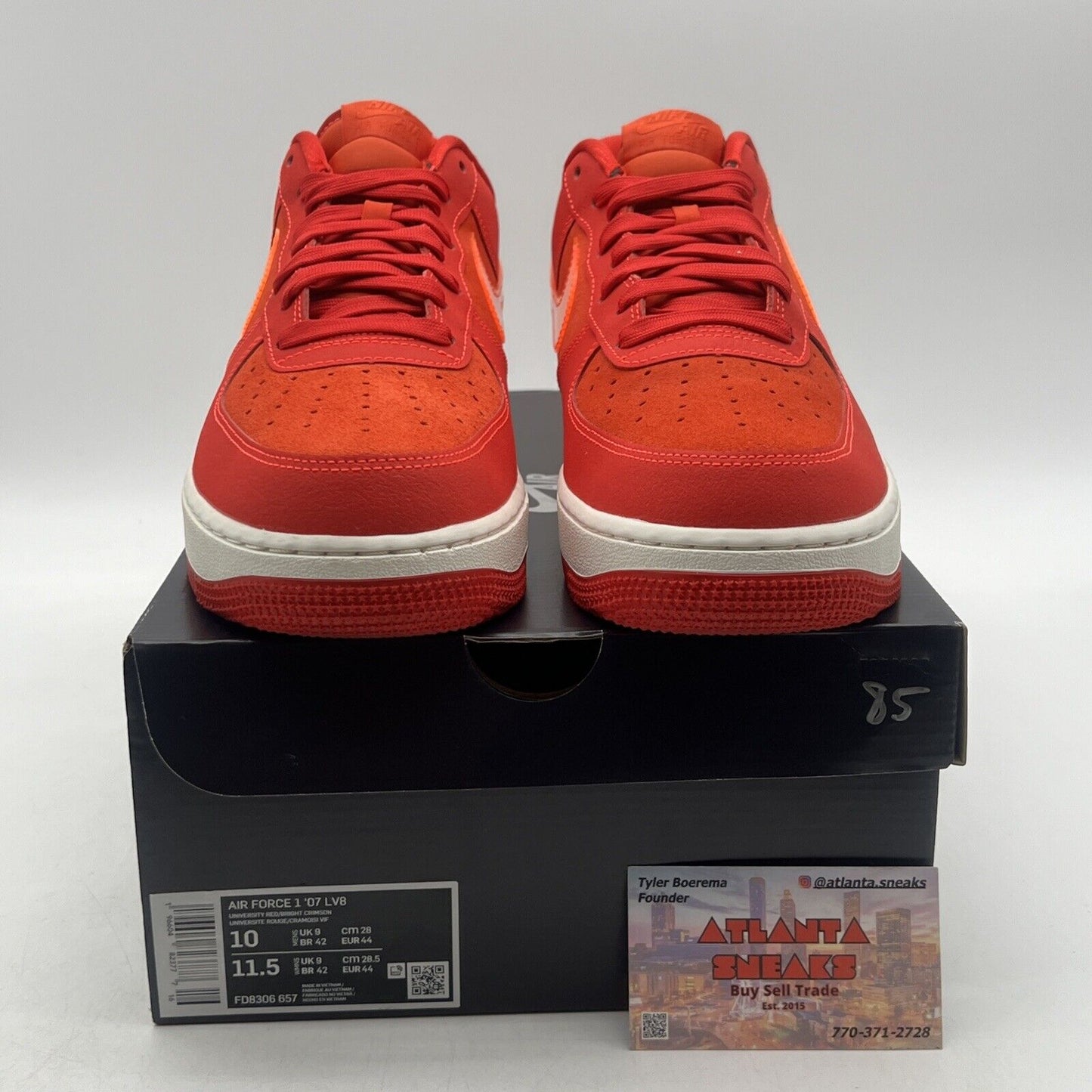 Size 10 - Nike Air Force 1 '07 ATL Orange Red White Suede (FD8306-657)