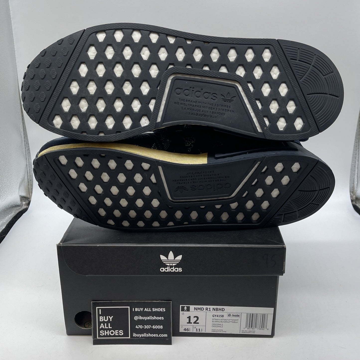 Size 12 - adidas Neighborhood x NMD_R1 Navy Paisley Bandana Suede (GY4158)