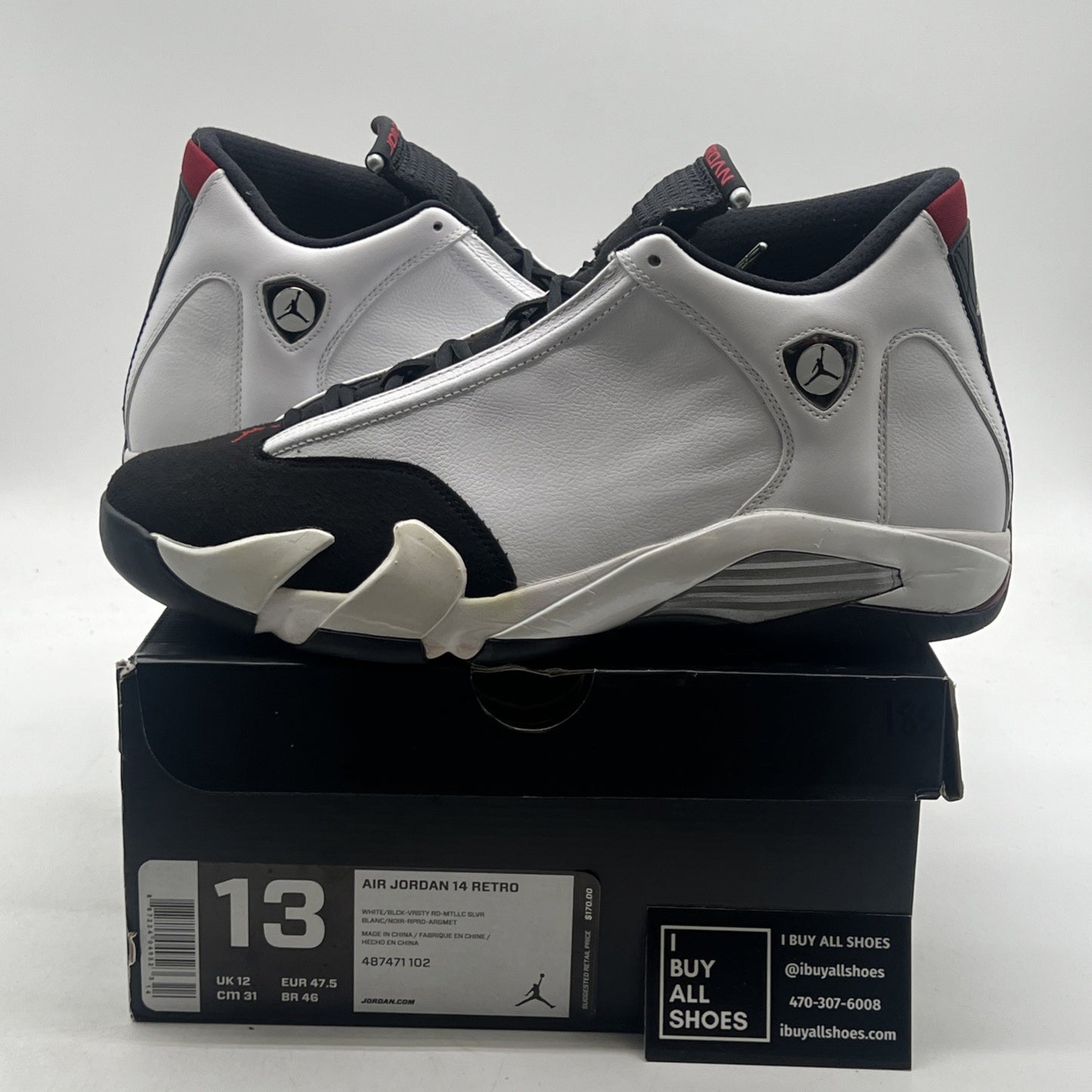 Size 13 - Air Jordan 14 Retro 2014 Black Toe (487471-102)