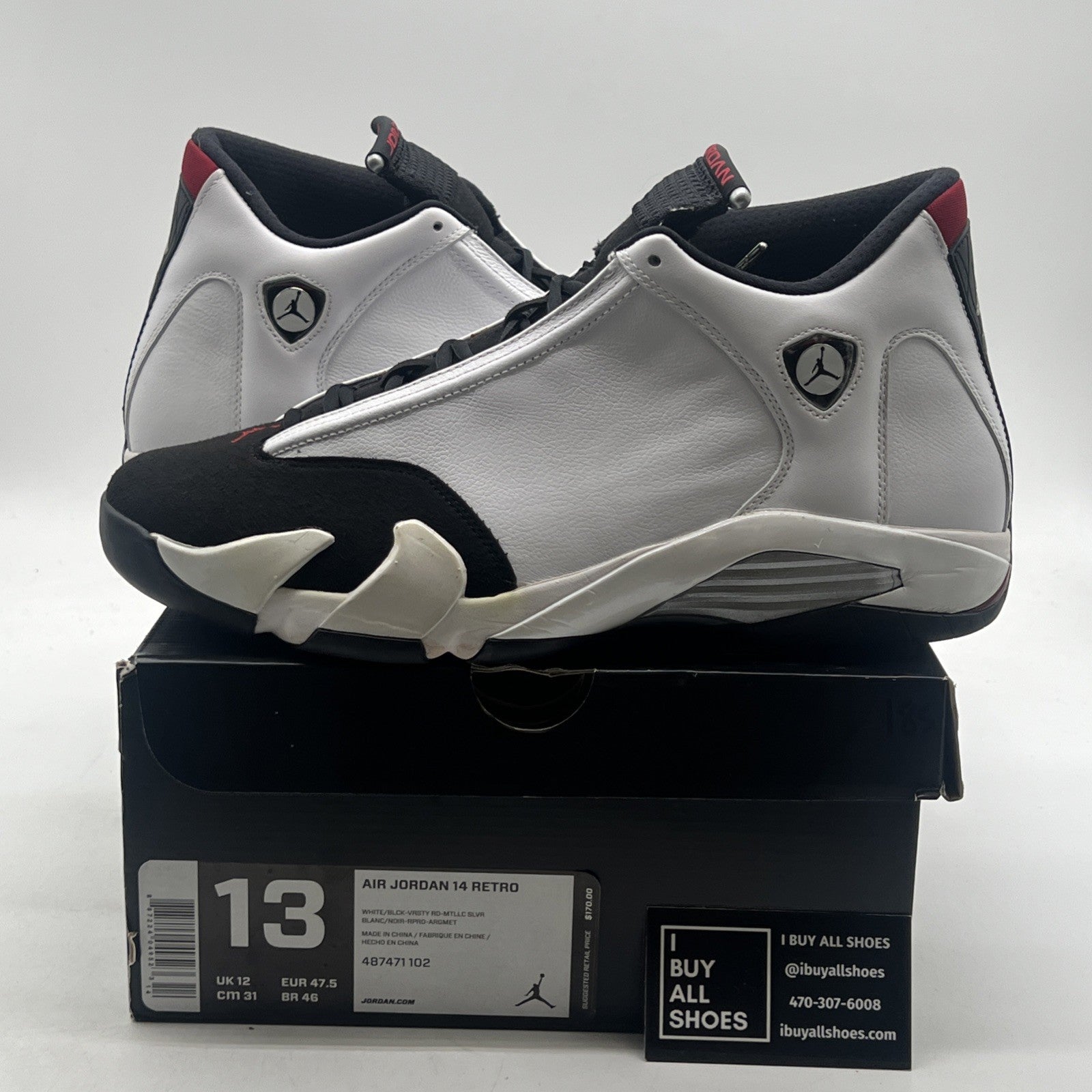 Size 13 - Air Jordan 14 Retro 2014 Black Toe (487471-102)