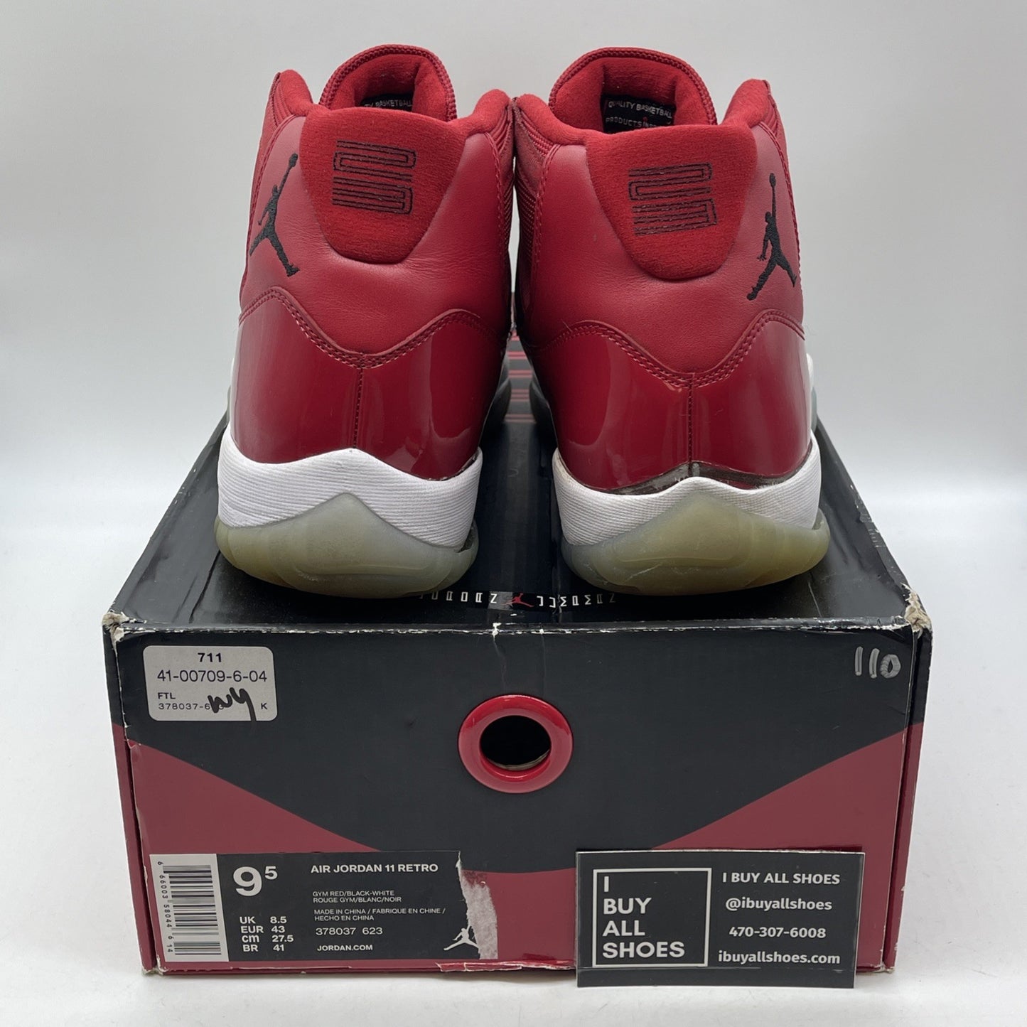 Size 9.5 - Jordan 11 Retro High Win Like '96 Red Black Leather (378037-623)