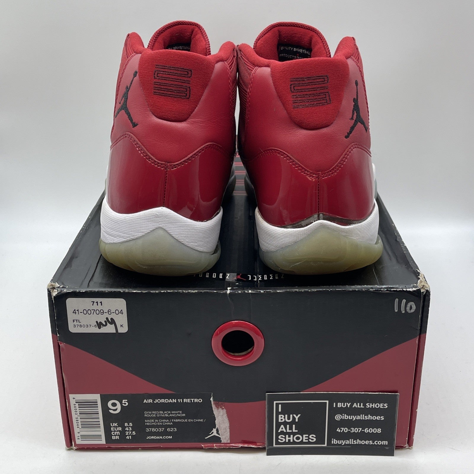 Size 9.5 - Jordan 11 Retro High Win Like '96 Red Black Leather (378037-623)