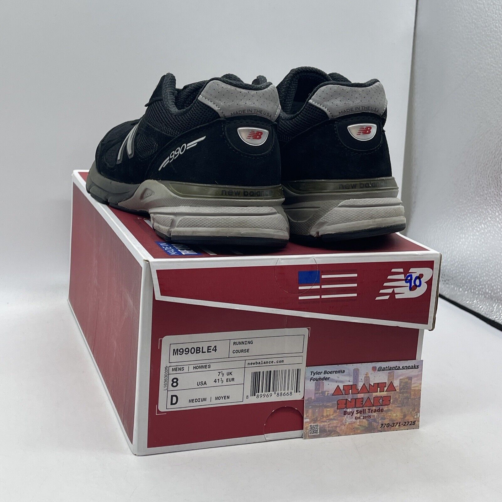 Size 8 - New Balance 990v4 Reflective Made in USA Black Silver Red (M990BLE4)