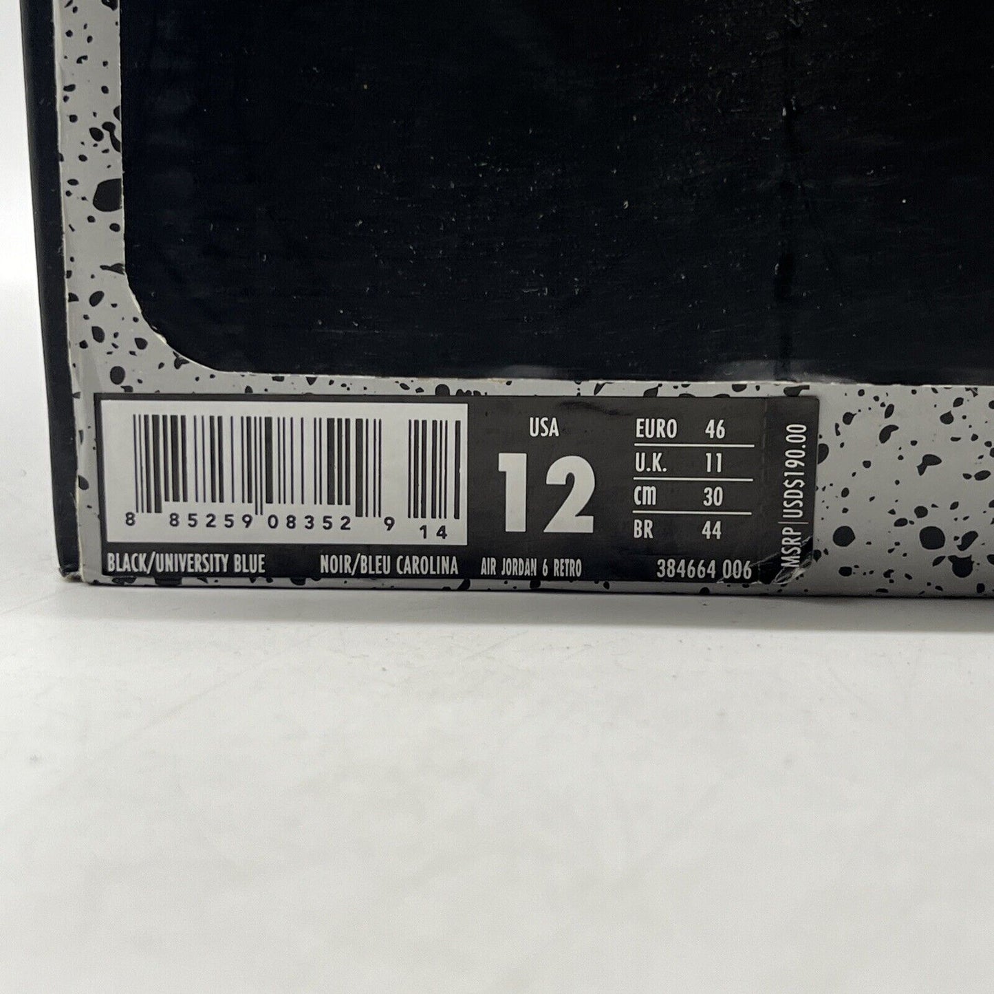 Size 12 - Air Jordan 6 Retro UNC Black (384664-006)