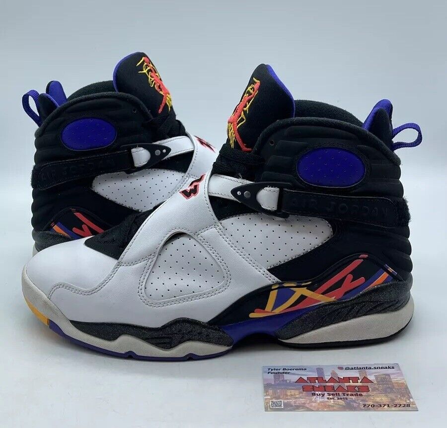 Size 8.5 - Air Jordan 8 Three-Peat White Black Purple Red Yellow (305381-142)