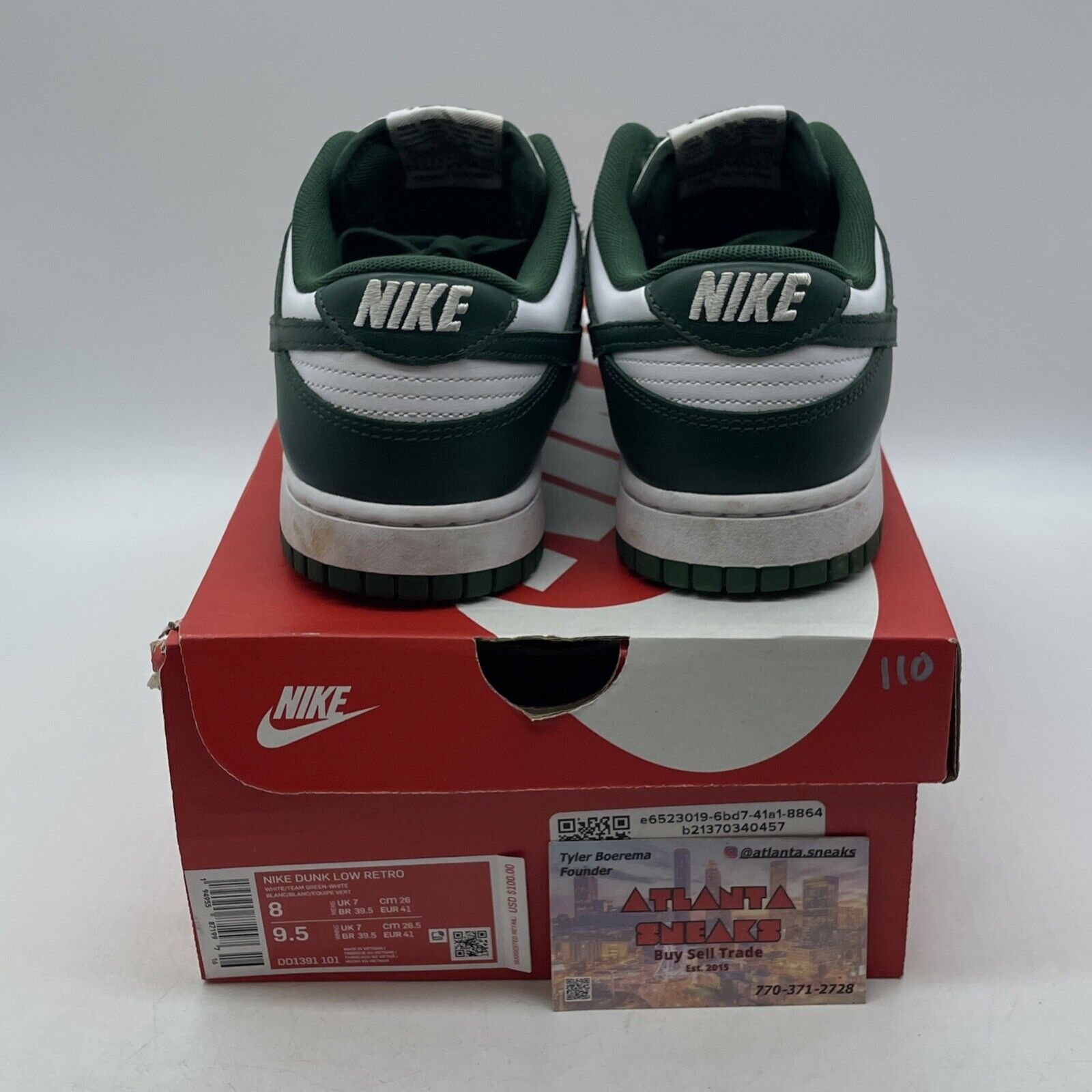 Size 8 - Nike Dunk Low Michigan State Green White Leather (DD1391-101)