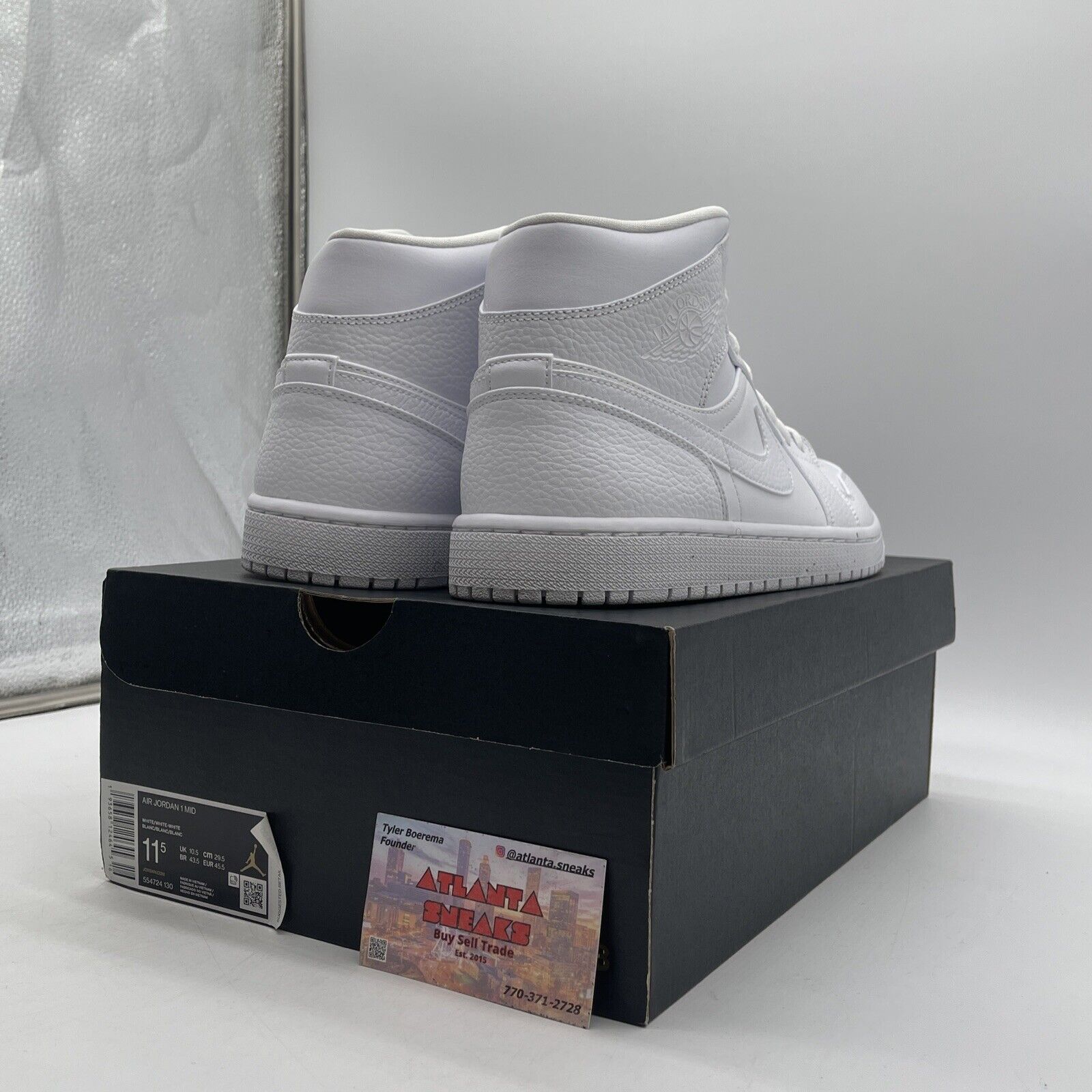 Size 11.5 - Jordan 1 Mid Triple White Leather (554724-130)