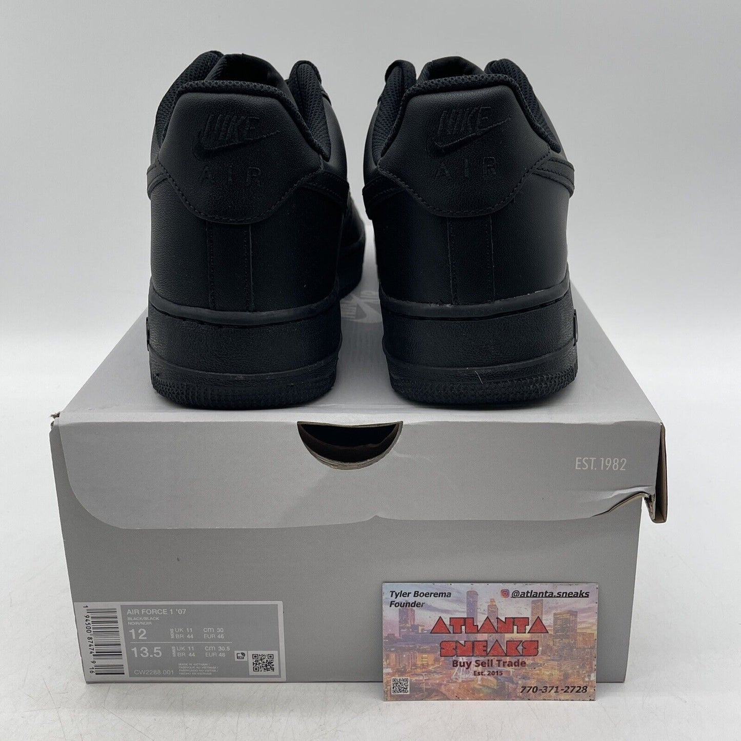 Size 12 - Nike Air Force 1 '07 Low Triple Black Leather (CW2288-001)