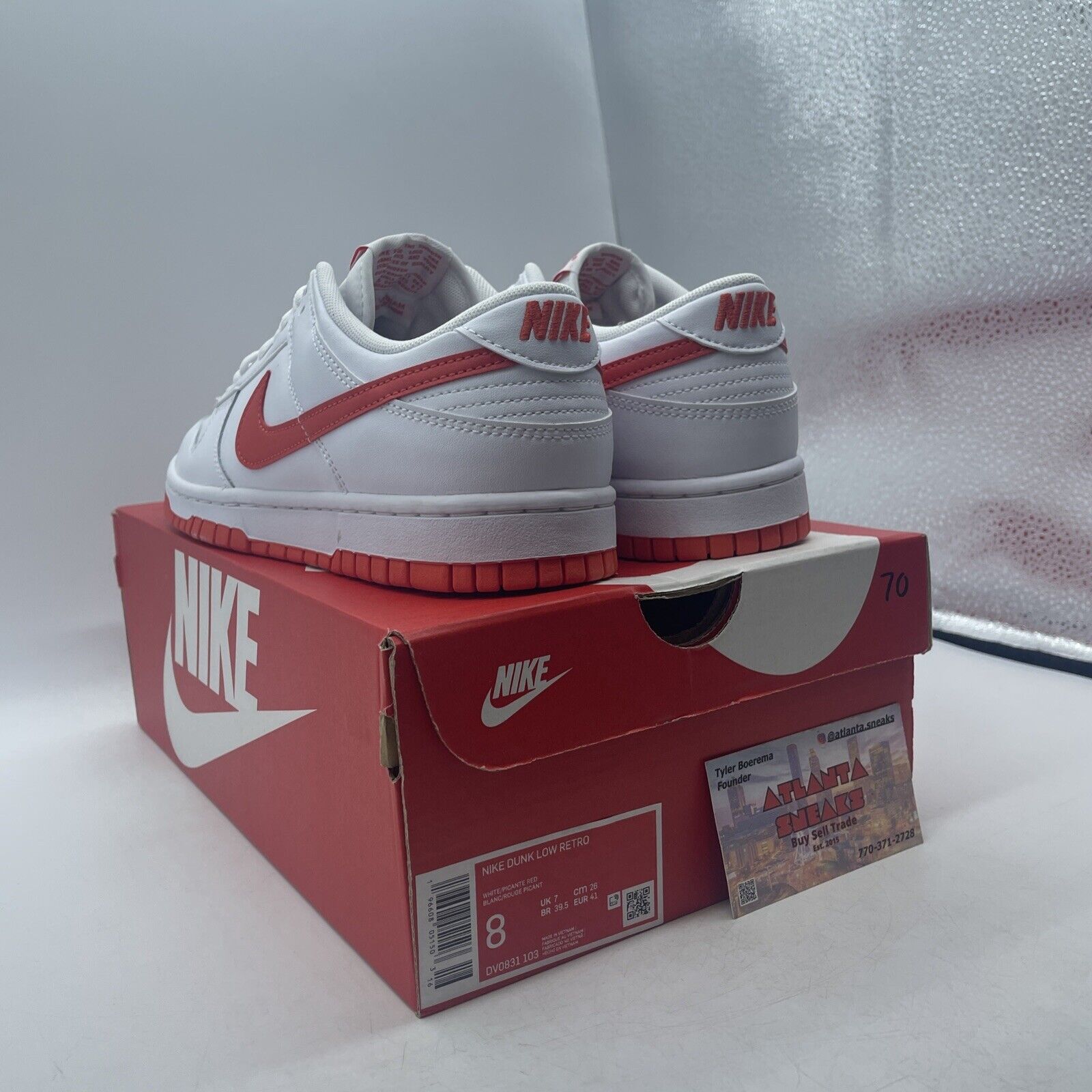 Size 8 - Nike Dunk Low Picante Red White Leather (DV0831-103)