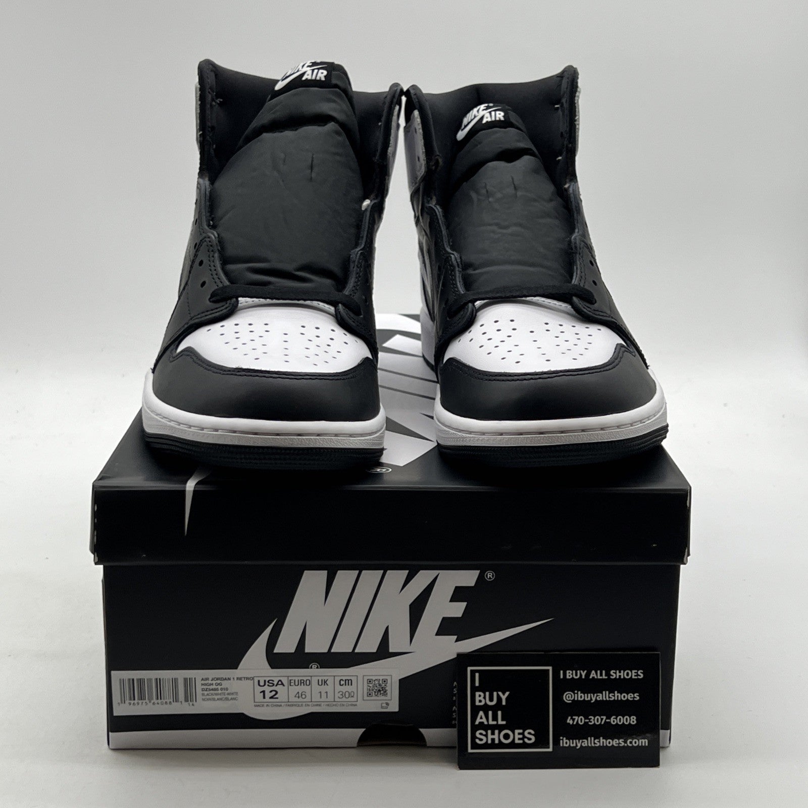 Size 12 - Air Jordan 1 Retro OG High Black White 2.0 (DZ5485-010)