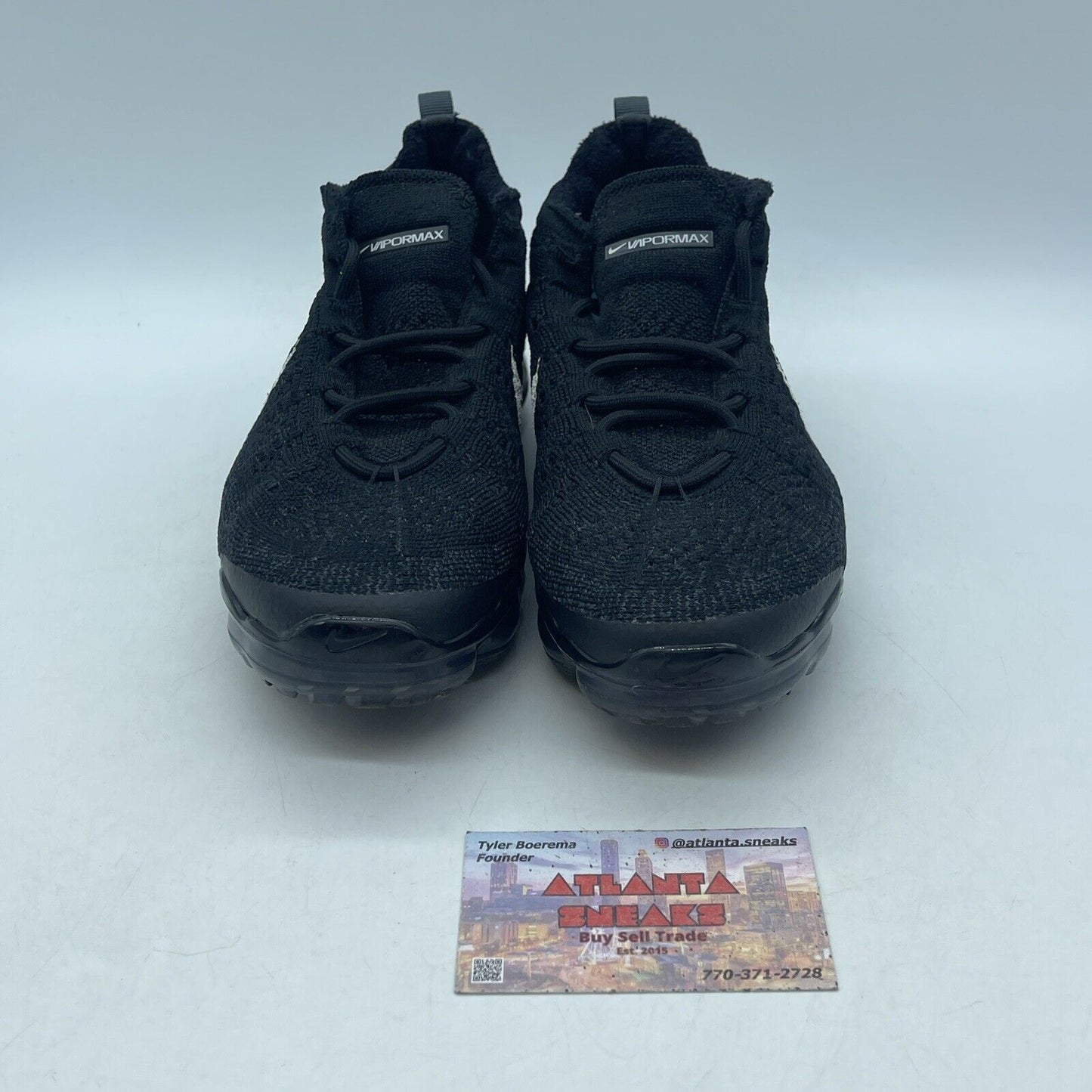 Size 8W- Nike Air VaporMax 2023 Flyknit Black Sail White Suede (DV6840-002)