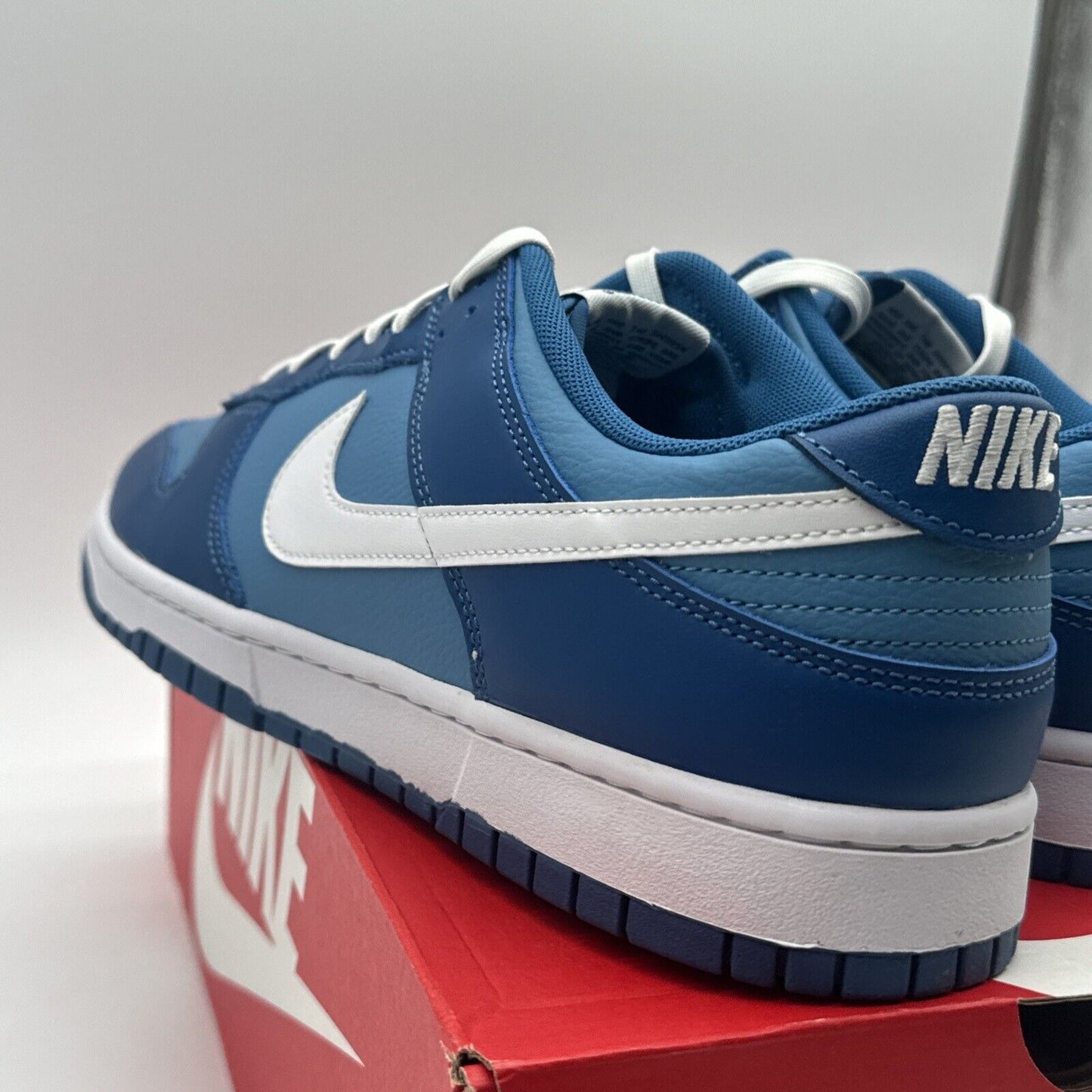 Size 12.5 - Nike Dunk Low Dark Marina Blue 2021 Navy Unc White Leather OG All Bo