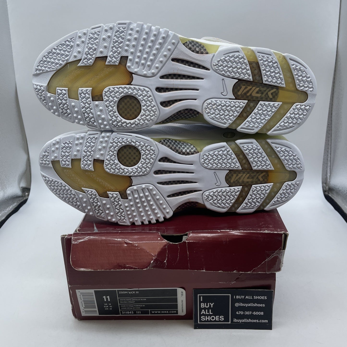 Size 11 - Nike Zoom Vick 3 White Metallic Silver (311845-111)