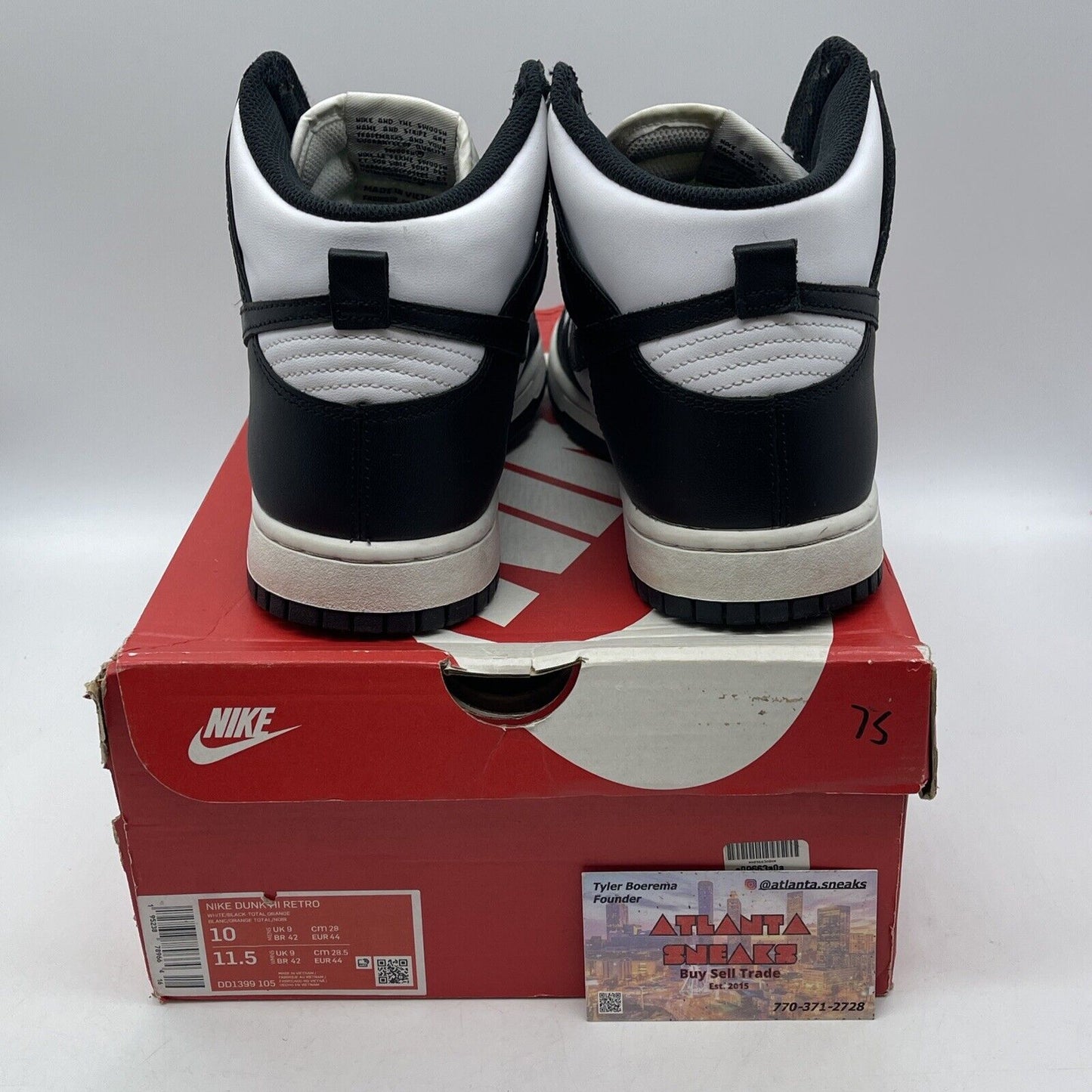 Size 10 - Nike Dunk High Black White Leather (DD1399-105)