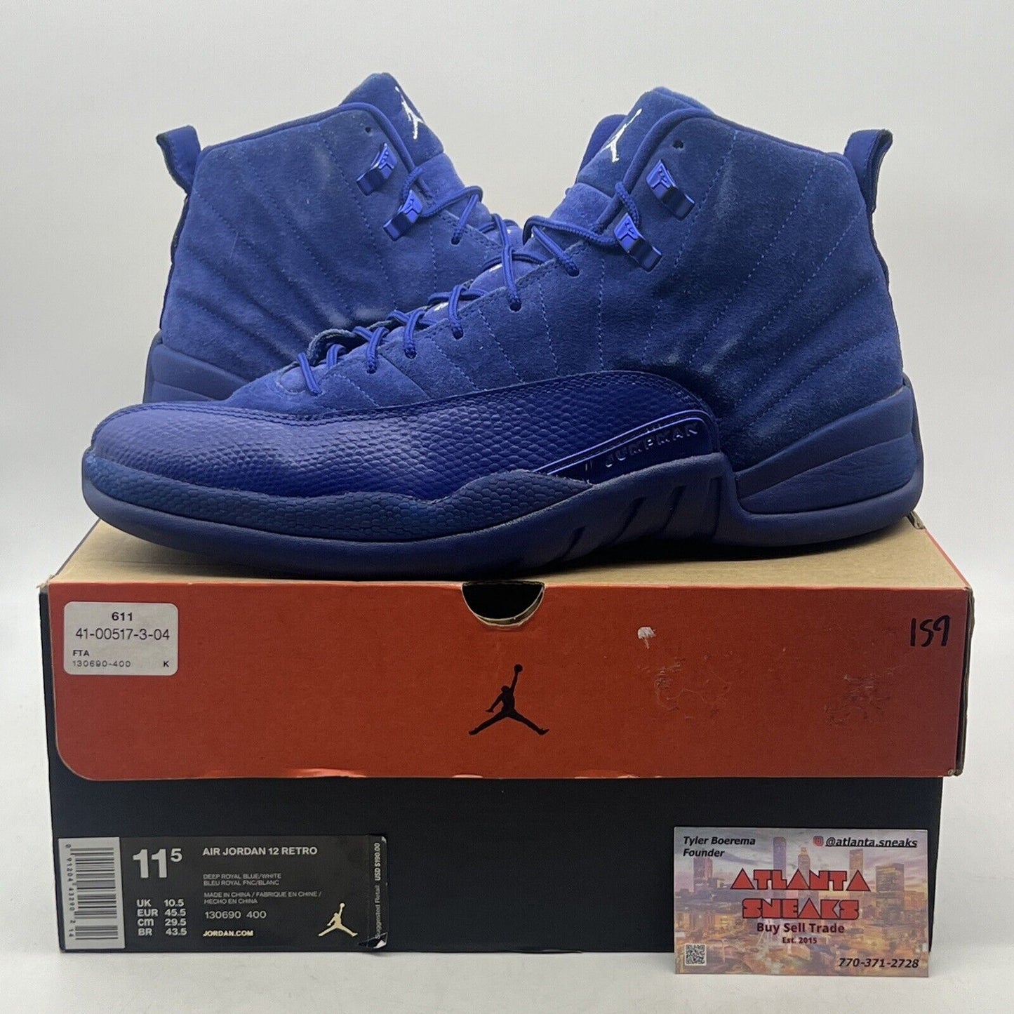 Size 11.5 - Air Jordan 12 Retro Deep Royal Suede Leather (130690-400)